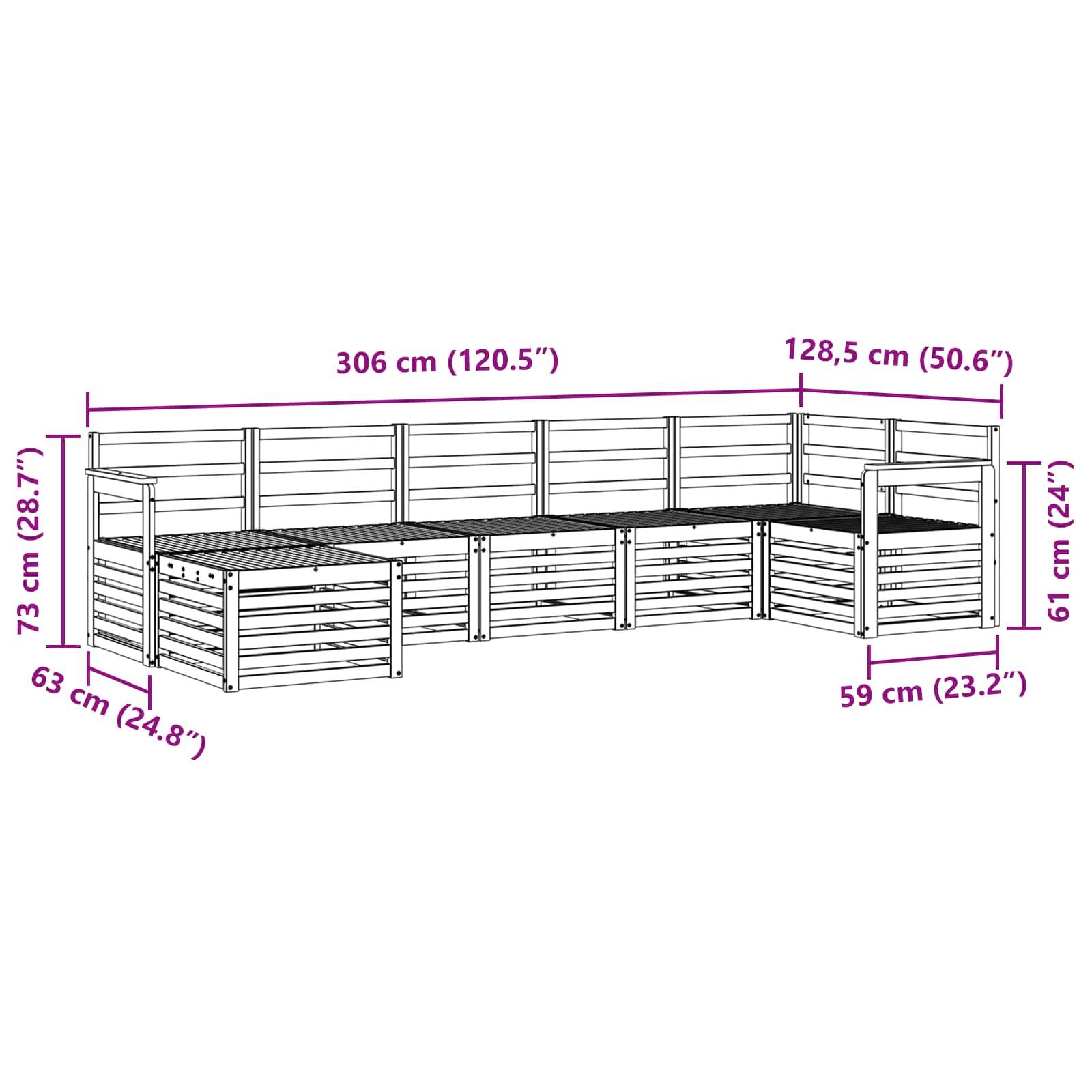 vidaXL Sofagarnituren 7 pcs Natur Massivholz Akazie
