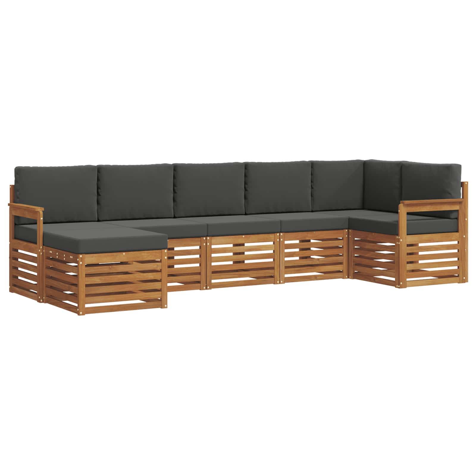 vidaXL Ecksofa Set 7 pcs Natur und Anthrazit Massivholz Akazie