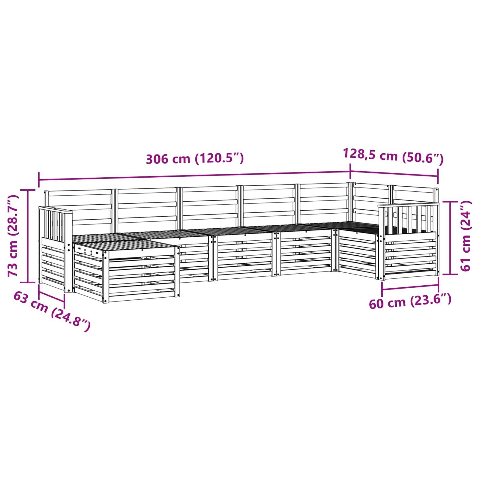 vidaXL Sofagarnituren 7 pcs Natur Massivholz Akazie