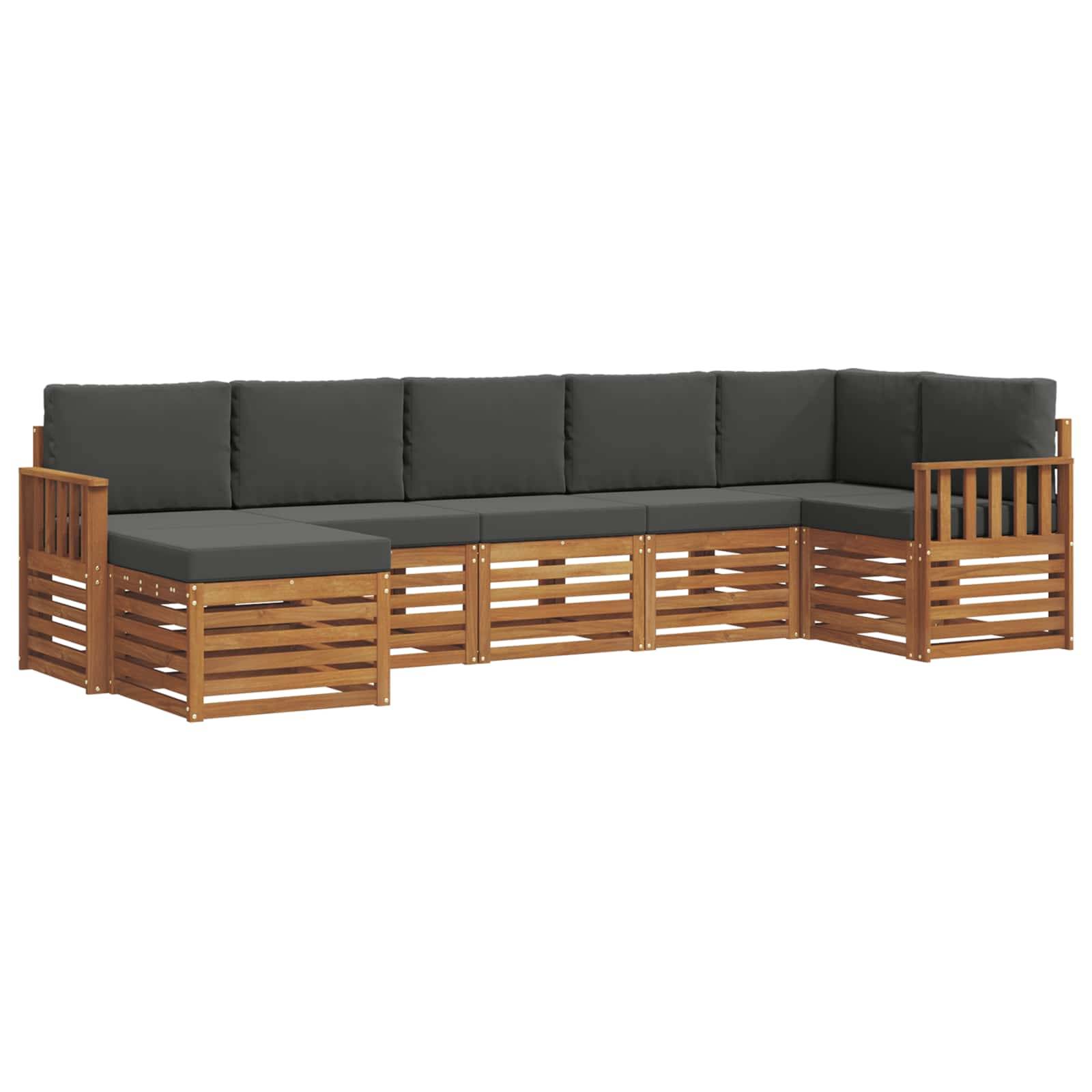 vidaXL Ecksofa Set 7 pcs Natur und Anthrazit Massivholz Akazie