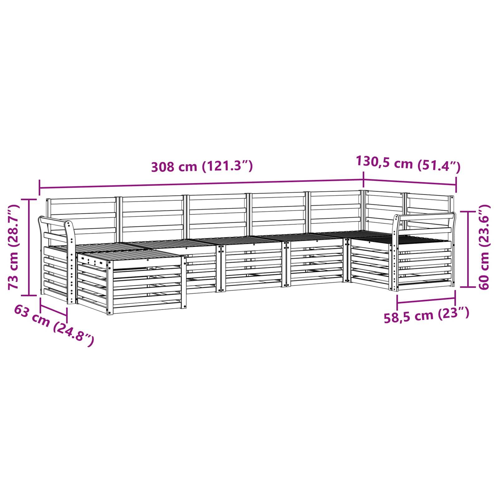 vidaXL Outdoor-Sofagarnitur 7 pcs Weiß