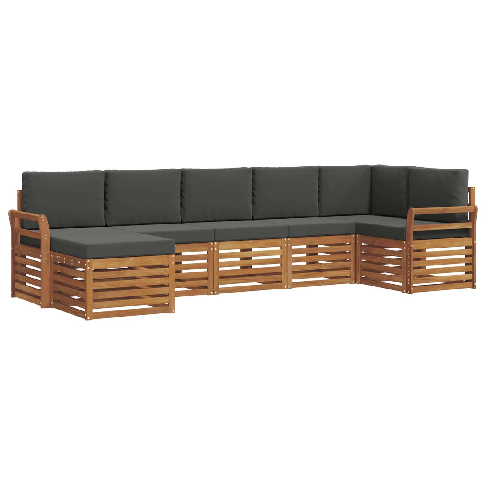 vidaXL Ecksofa Set 7 pcs Natur und Anthrazit Massivholz Akazie