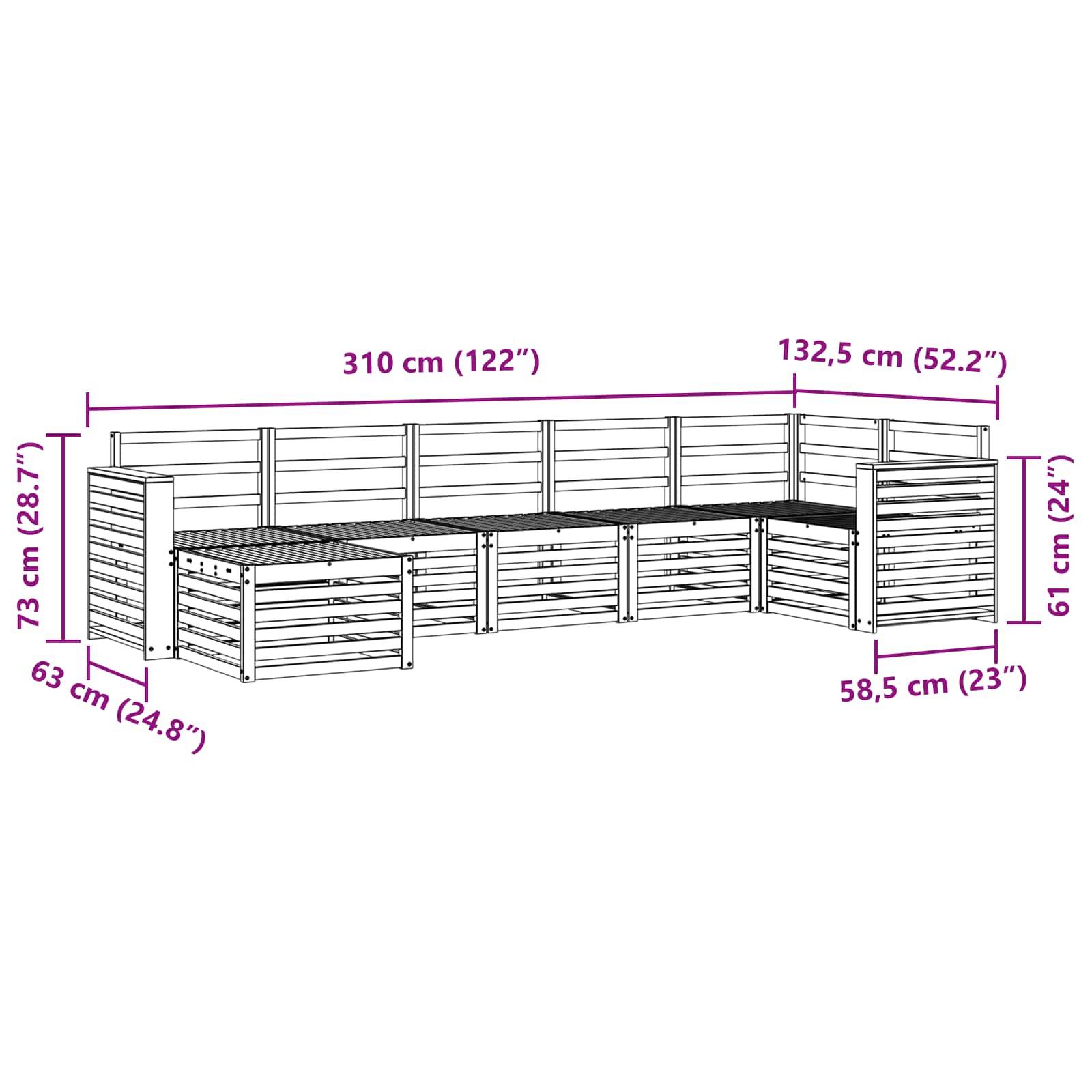 vidaXL Outdoor-Sofagarnitur 7 pcs Weiß