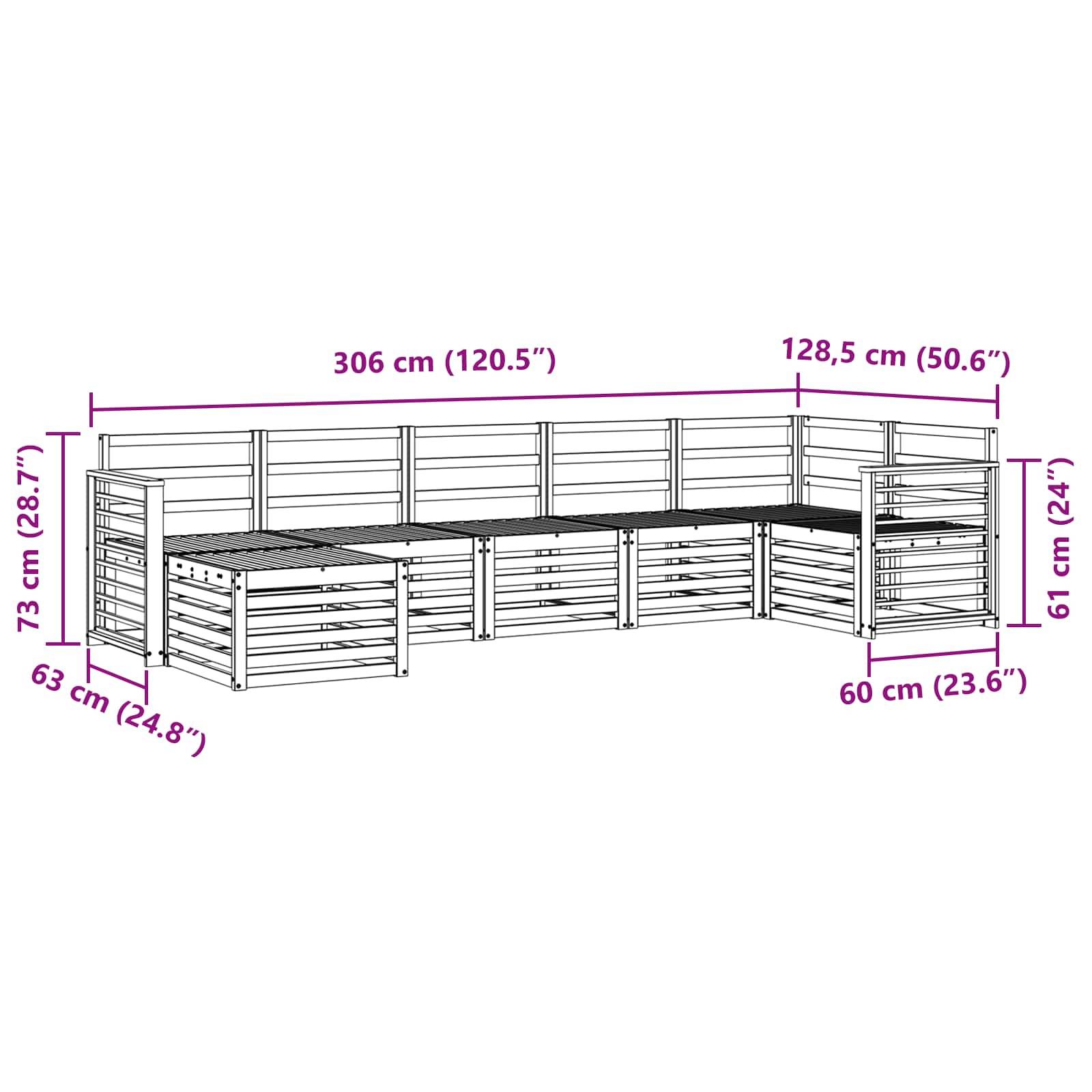 vidaXL Outdoor-Sofagarnitur 7 pcs Weiß