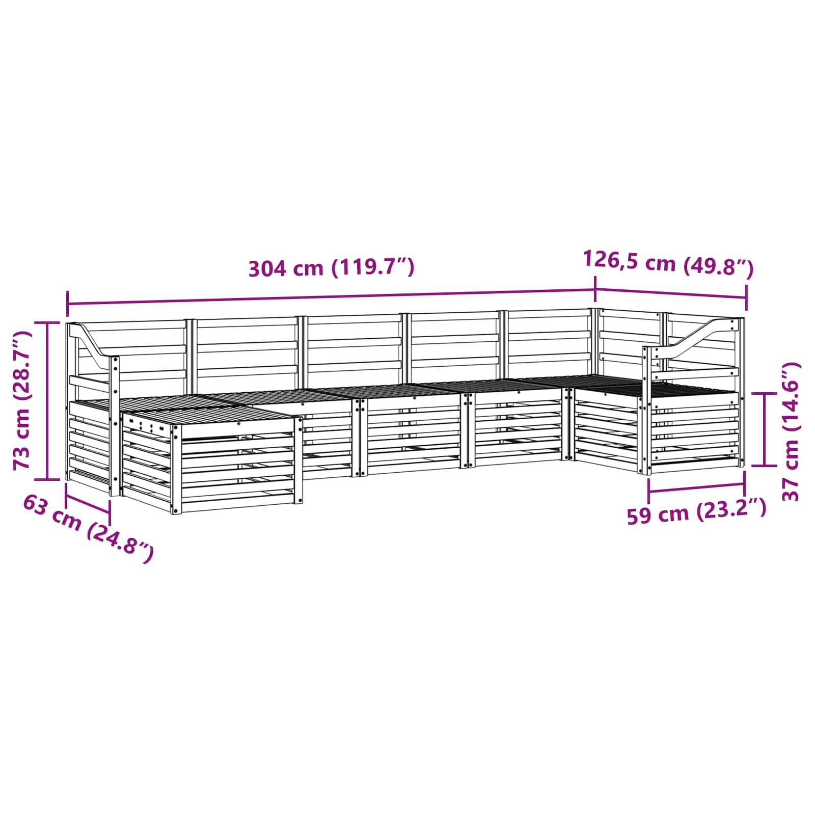 vidaXL Sofagarnituren 7 pcs Natur Massivholz Akazie