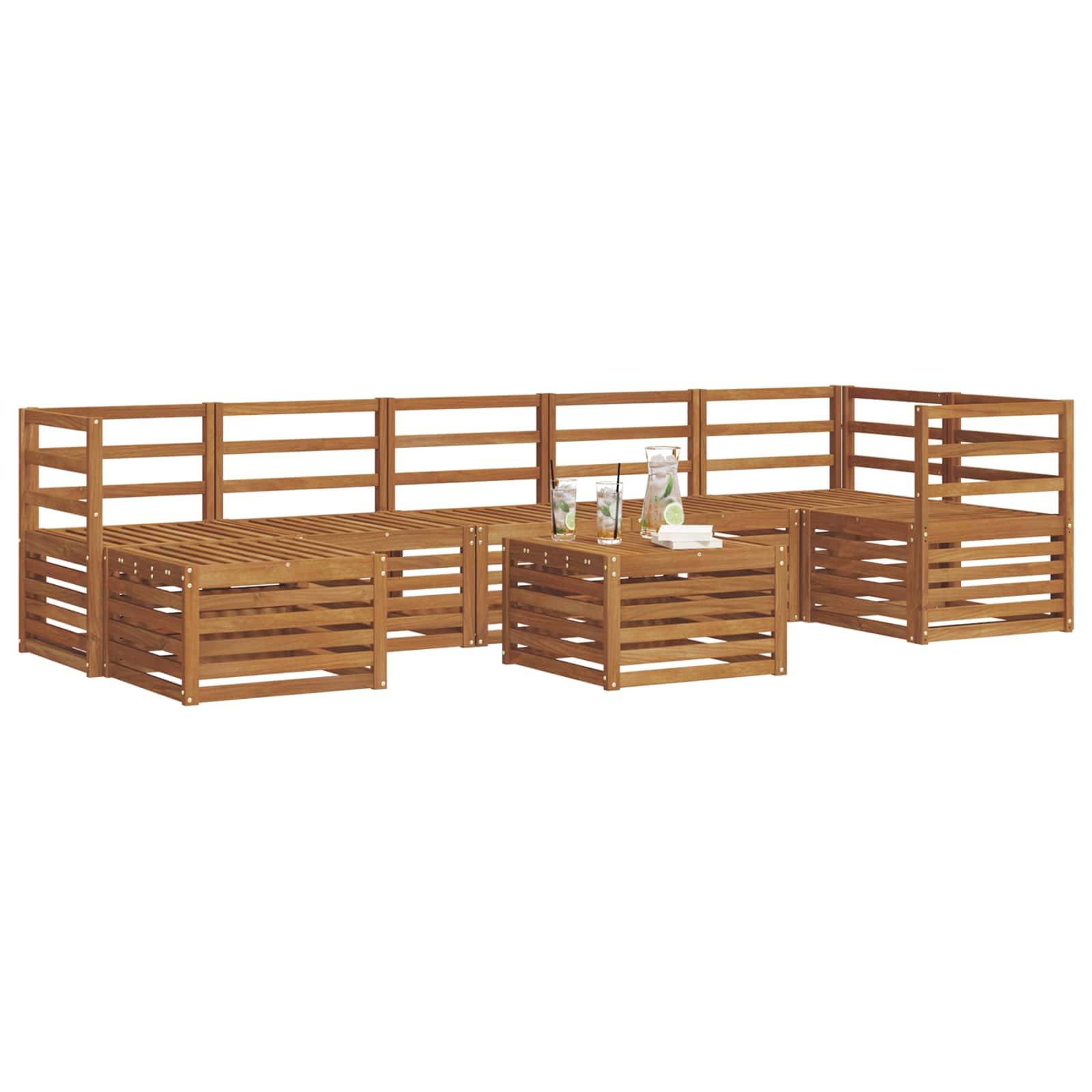 vidaXL Ecksofa Set 8 pcs Natur Massivholz Akazie
