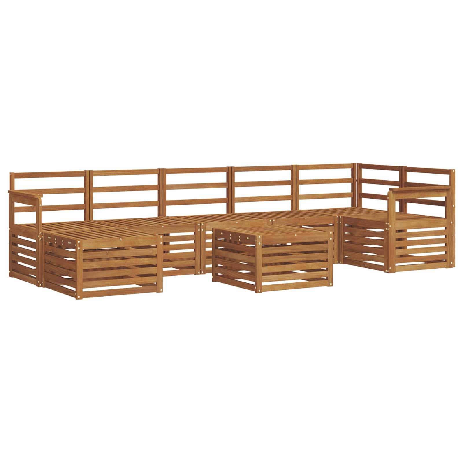 vidaXL Ecksofa Set 8 pcs Natur Massivholz Akazie