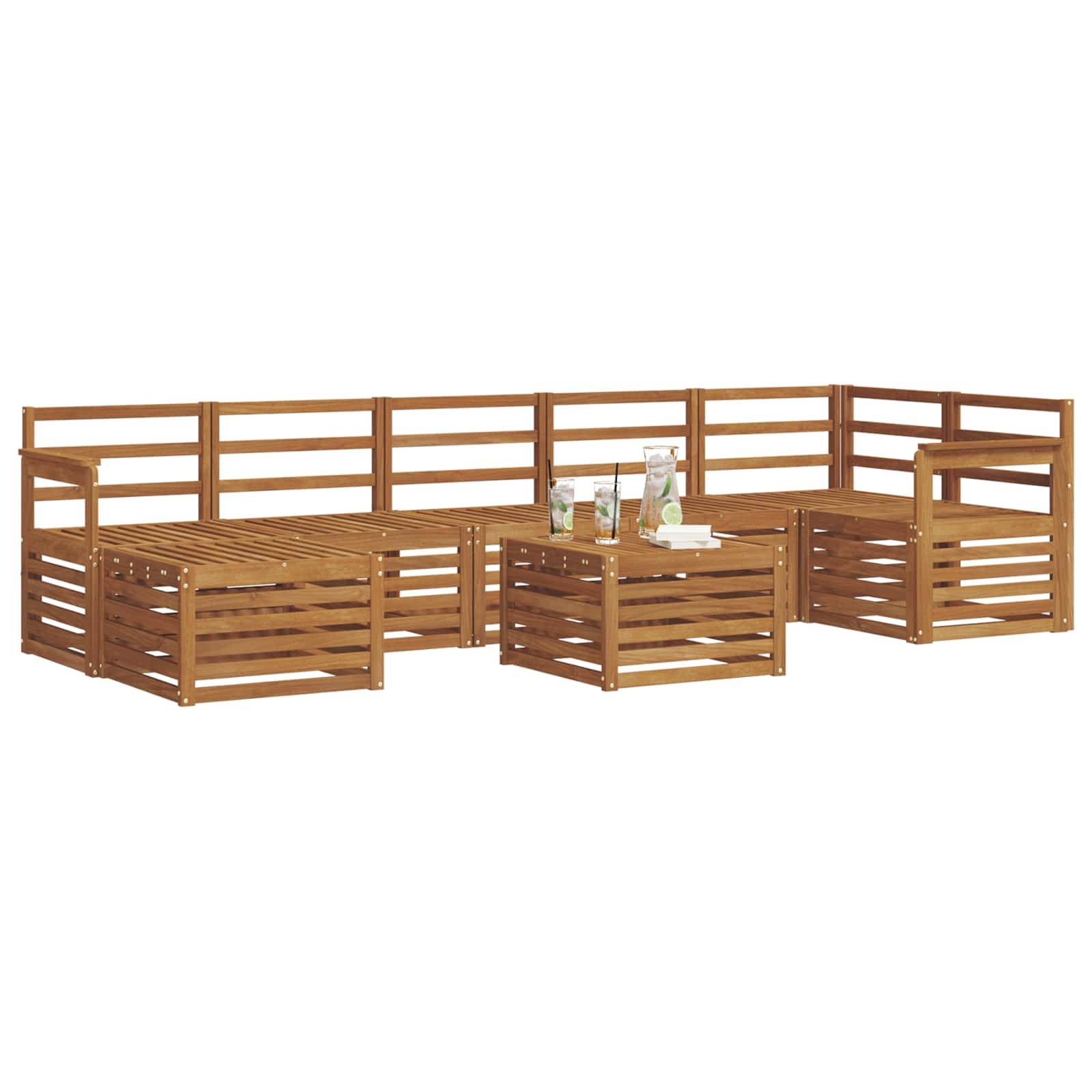 vidaXL Ecksofa Set 8 pcs Natur Massivholz Akazie