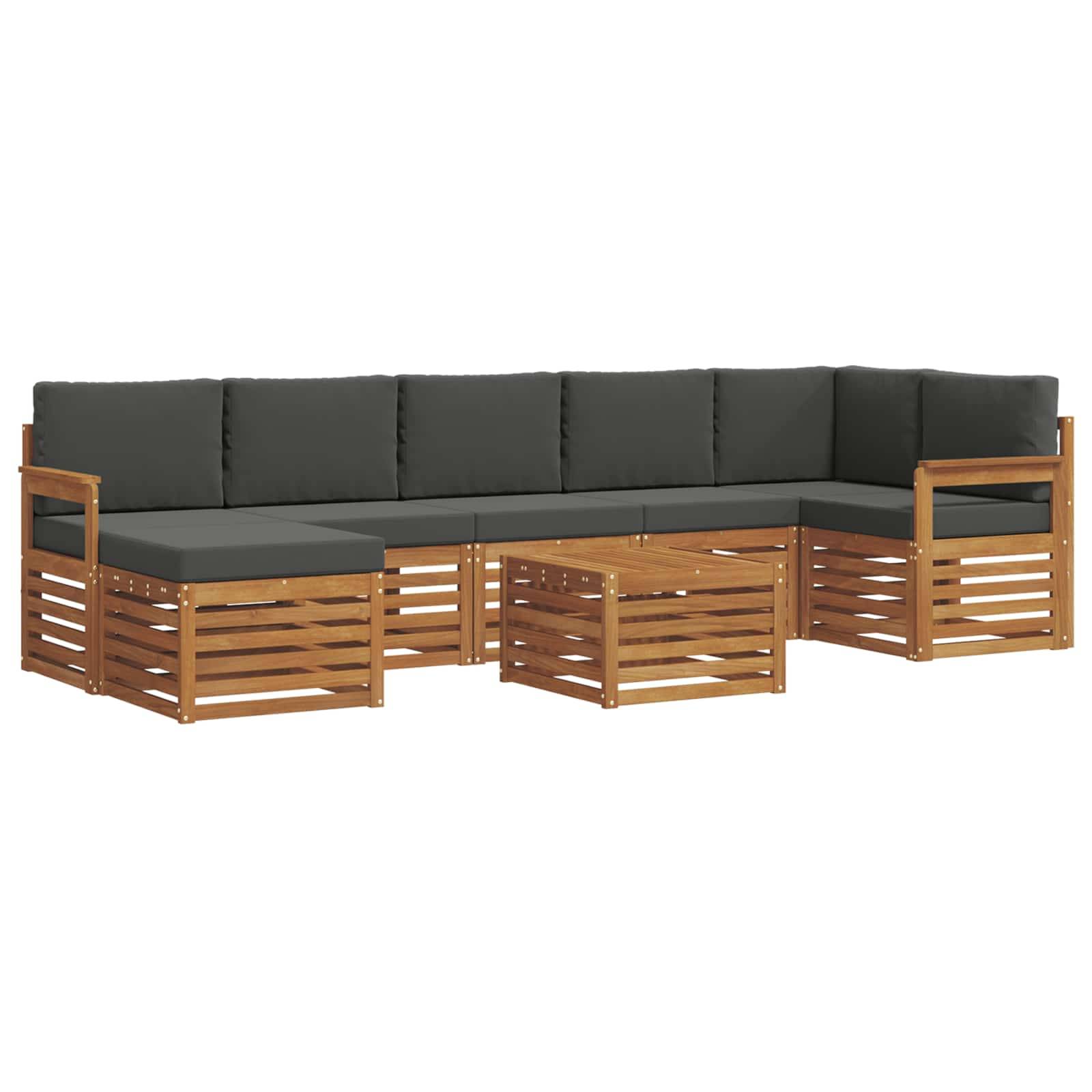 vidaXL Ecksofa Set 8 pcs Natur und Anthrazit Massivholz Akazie