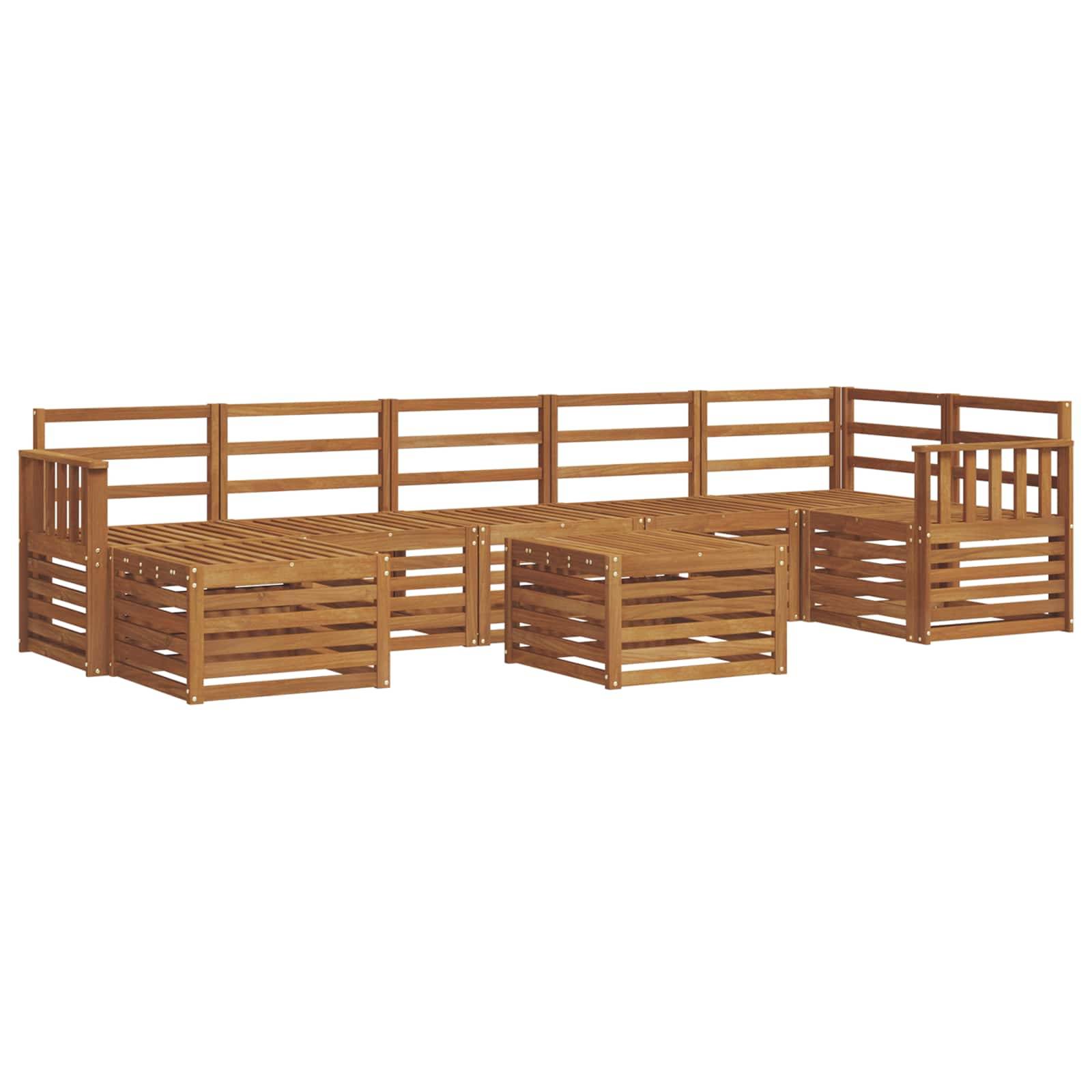 vidaXL Ecksofa Set 8 pcs Natur Massivholz Akazie
