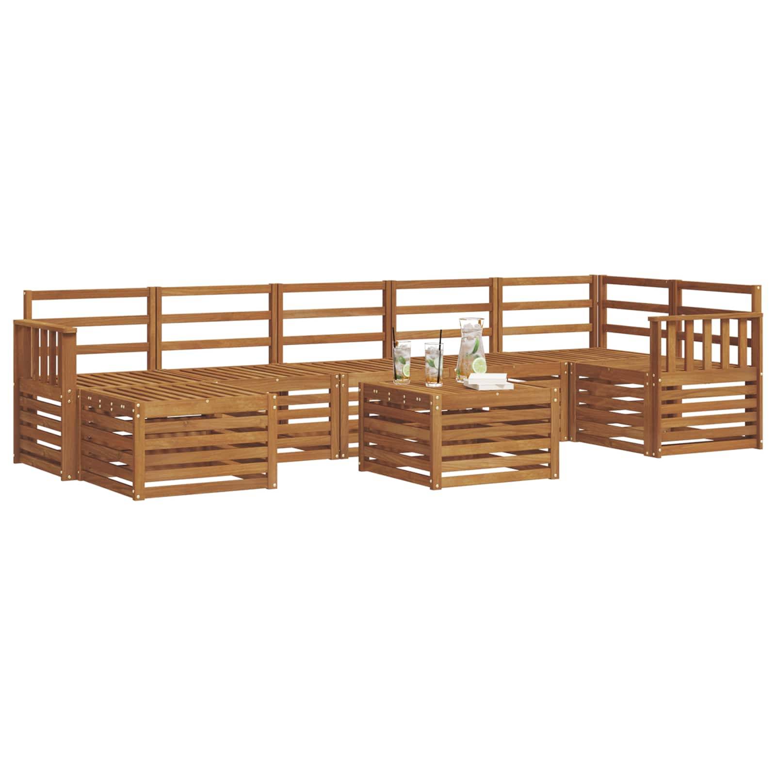 vidaXL Ecksofa Set 8 pcs Natur Massivholz Akazie