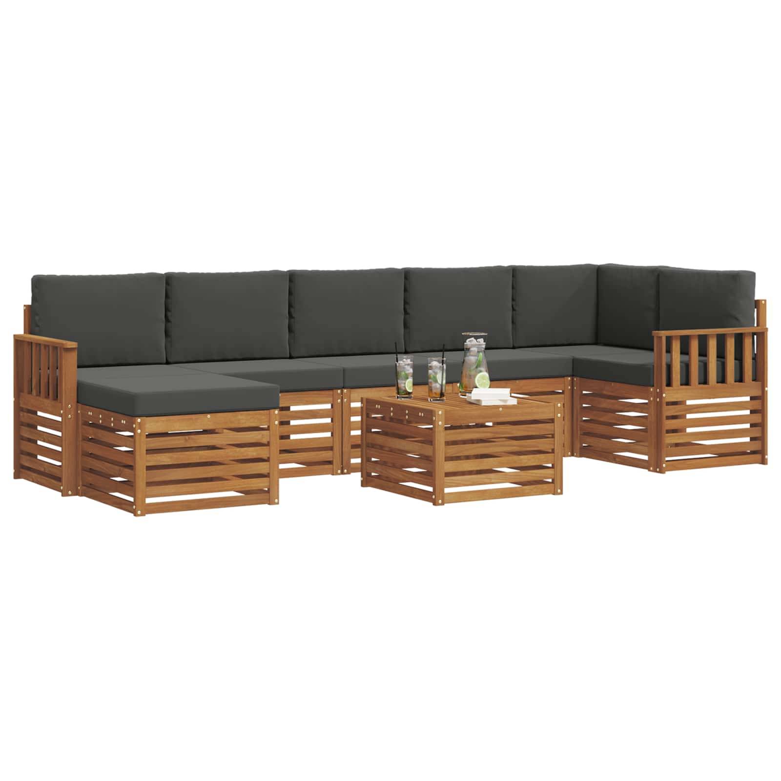 vidaXL Ecksofa Set 8 pcs Natur und Anthrazit Massivholz Akazie