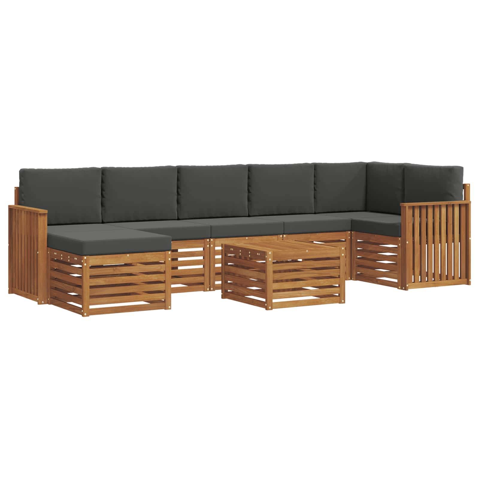 vidaXL Ecksofa Set 8 pcs Natur und Anthrazit Massivholz Akazie