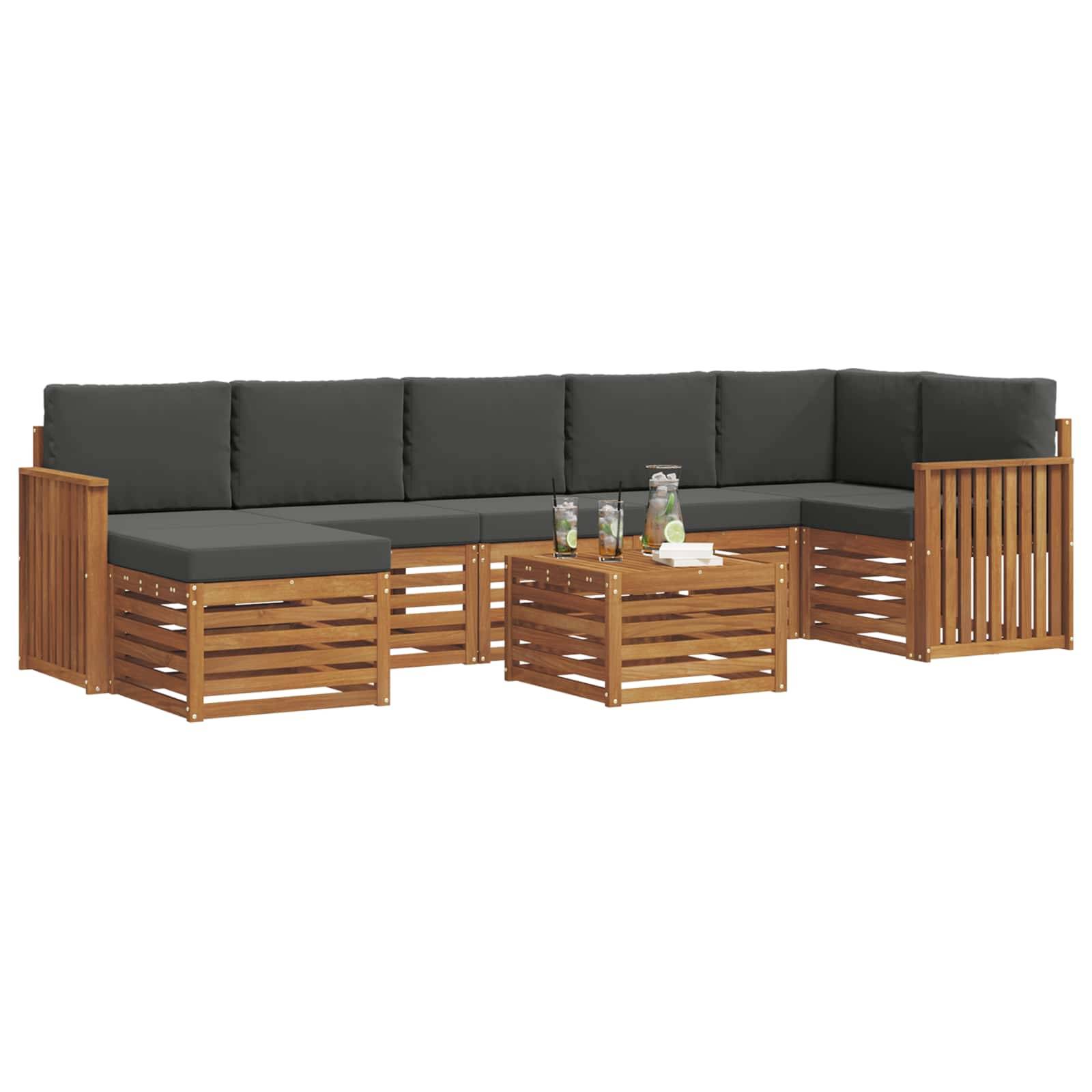 vidaXL Ecksofa Set 8 pcs Natur und Anthrazit Massivholz Akazie