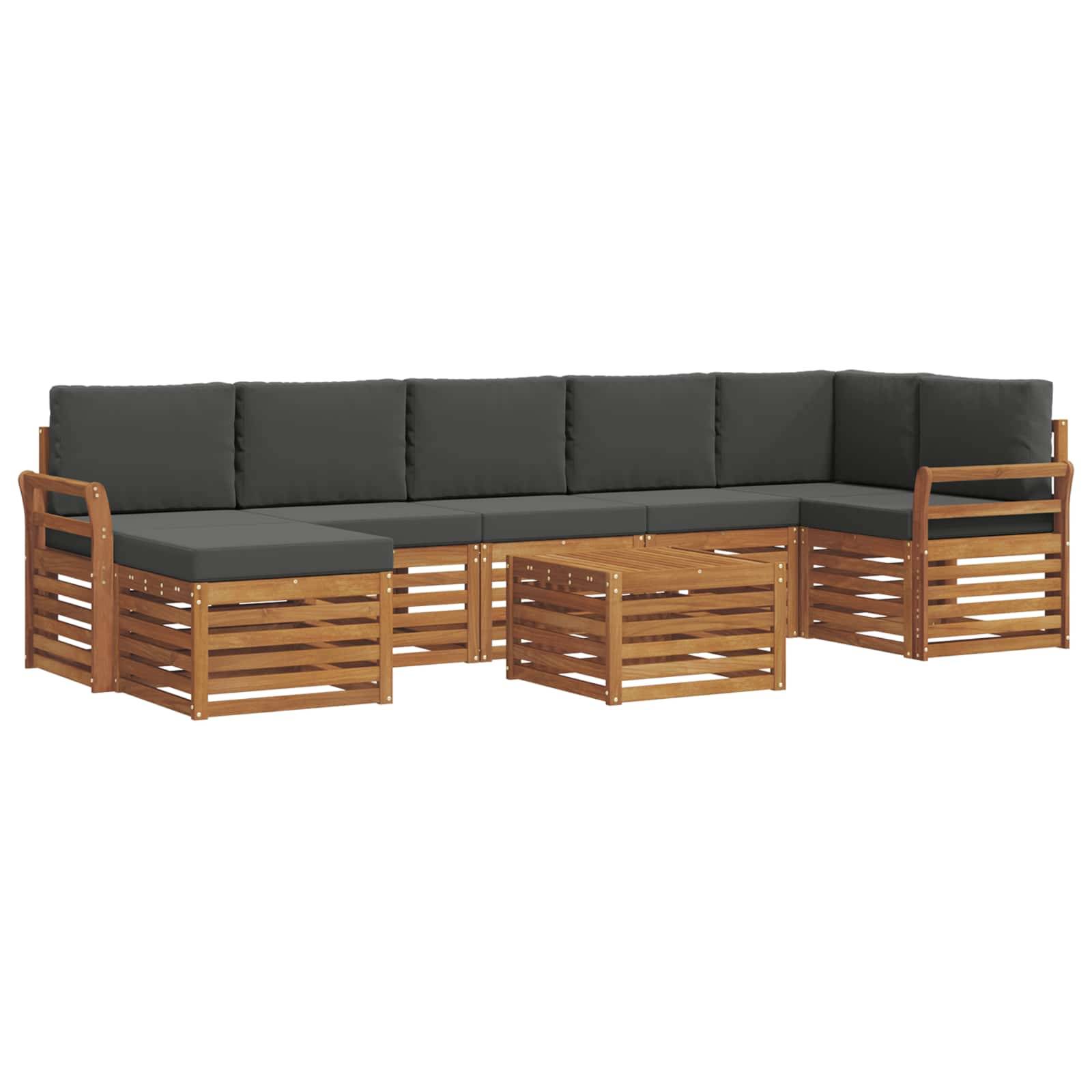 vidaXL Ecksofa Set 8 pcs Natur und Anthrazit Massivholz Akazie