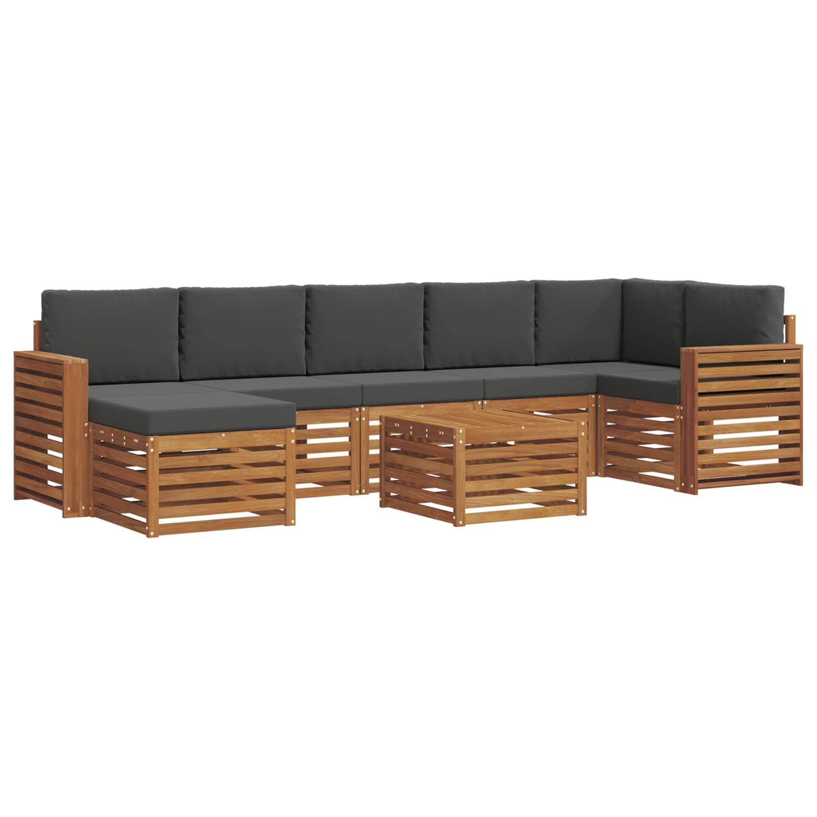 vidaXL Ecksofa Set 8 pcs Natur und Anthrazit Massivholz Akazie