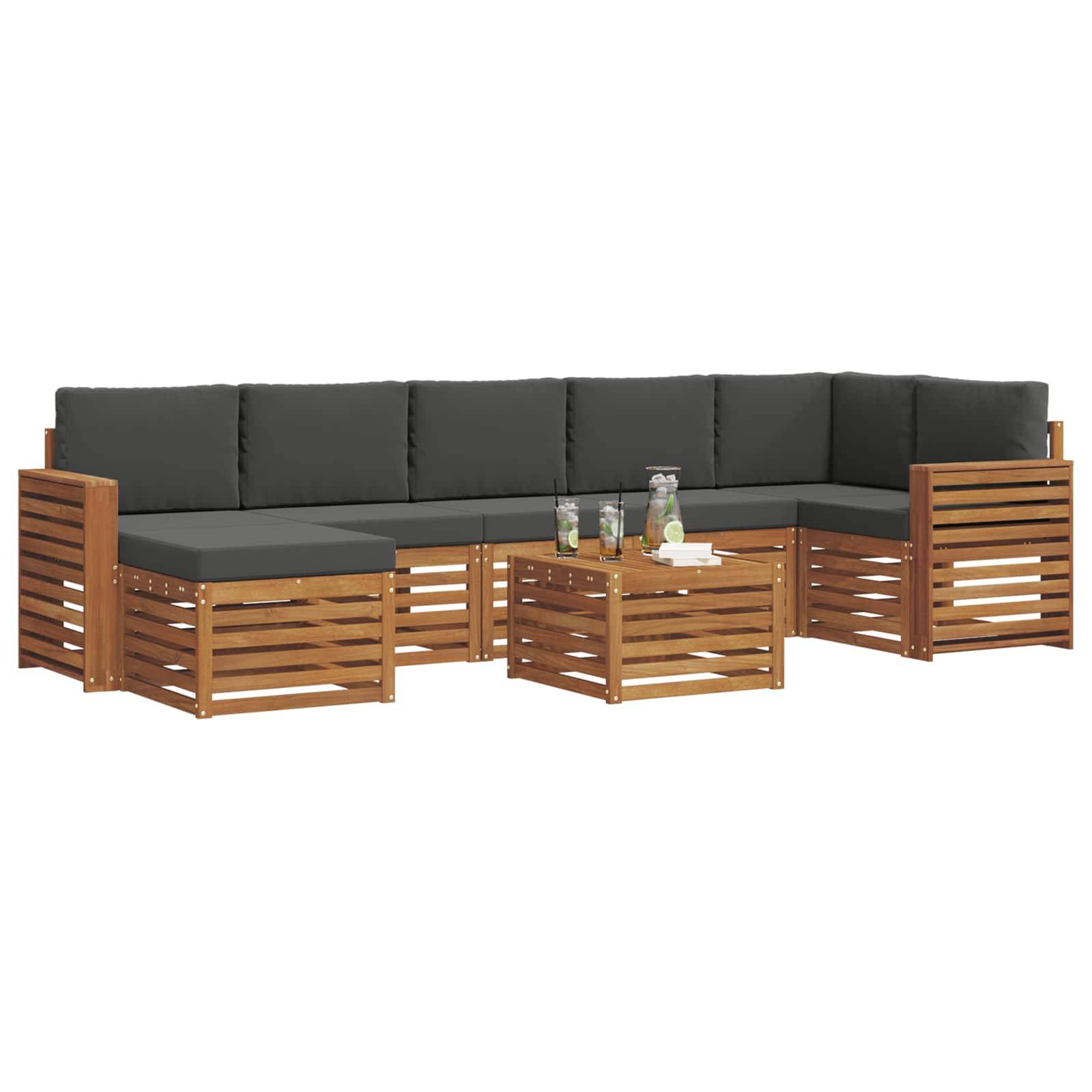 vidaXL Ecksofa Set 8 pcs Natur und Anthrazit Massivholz Akazie