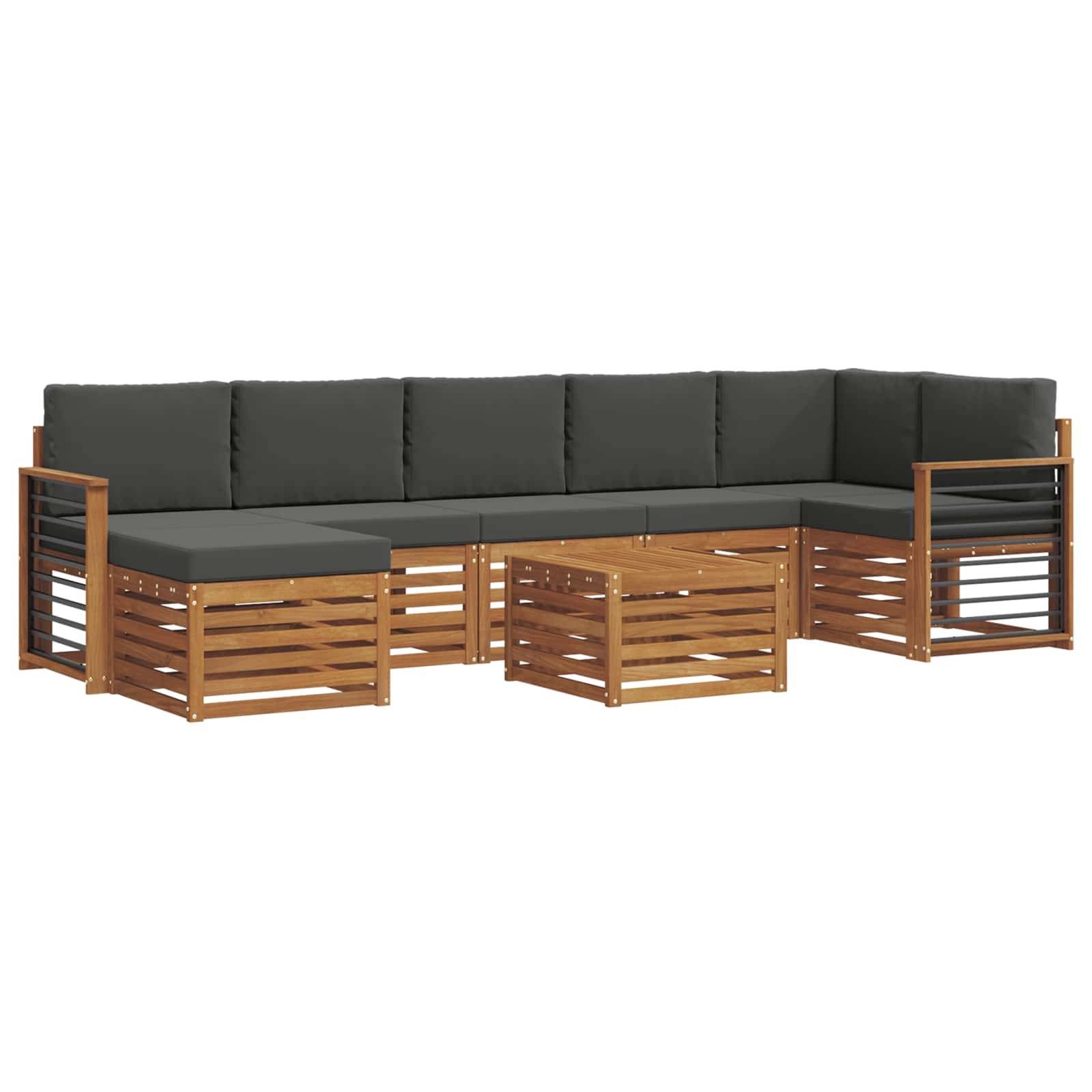 vidaXL Ecksofa Set 8 pcs Natur und Anthrazit Massivholz Akazie