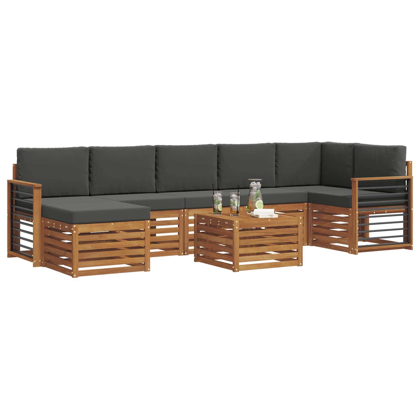 vidaXL Ecksofa Set 8 pcs Natur und Anthrazit Massivholz Akazie