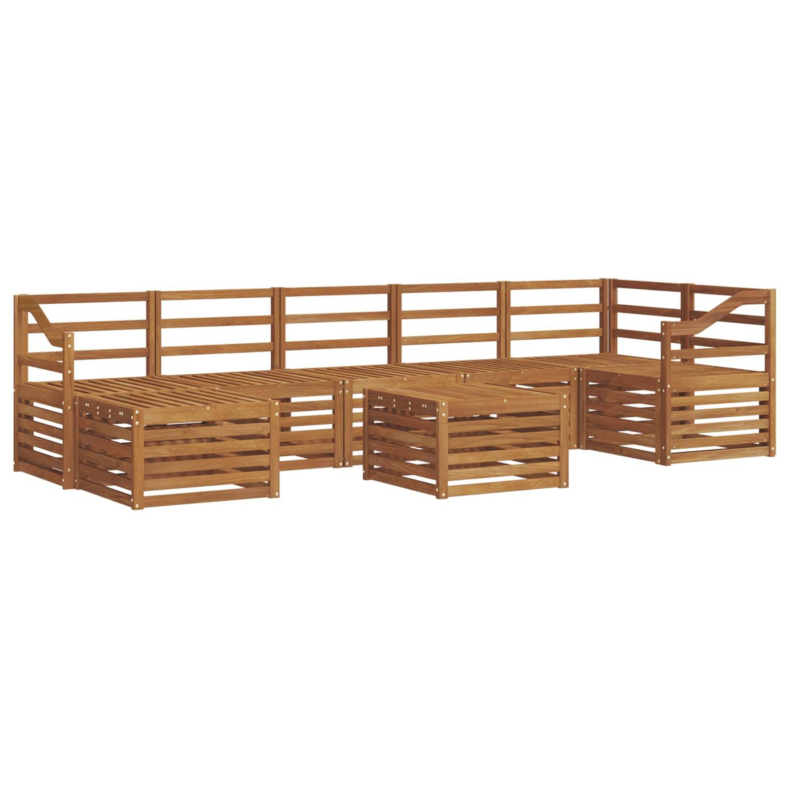 vidaXL Ecksofa Set 8 pcs Natur Massivholz Akazie