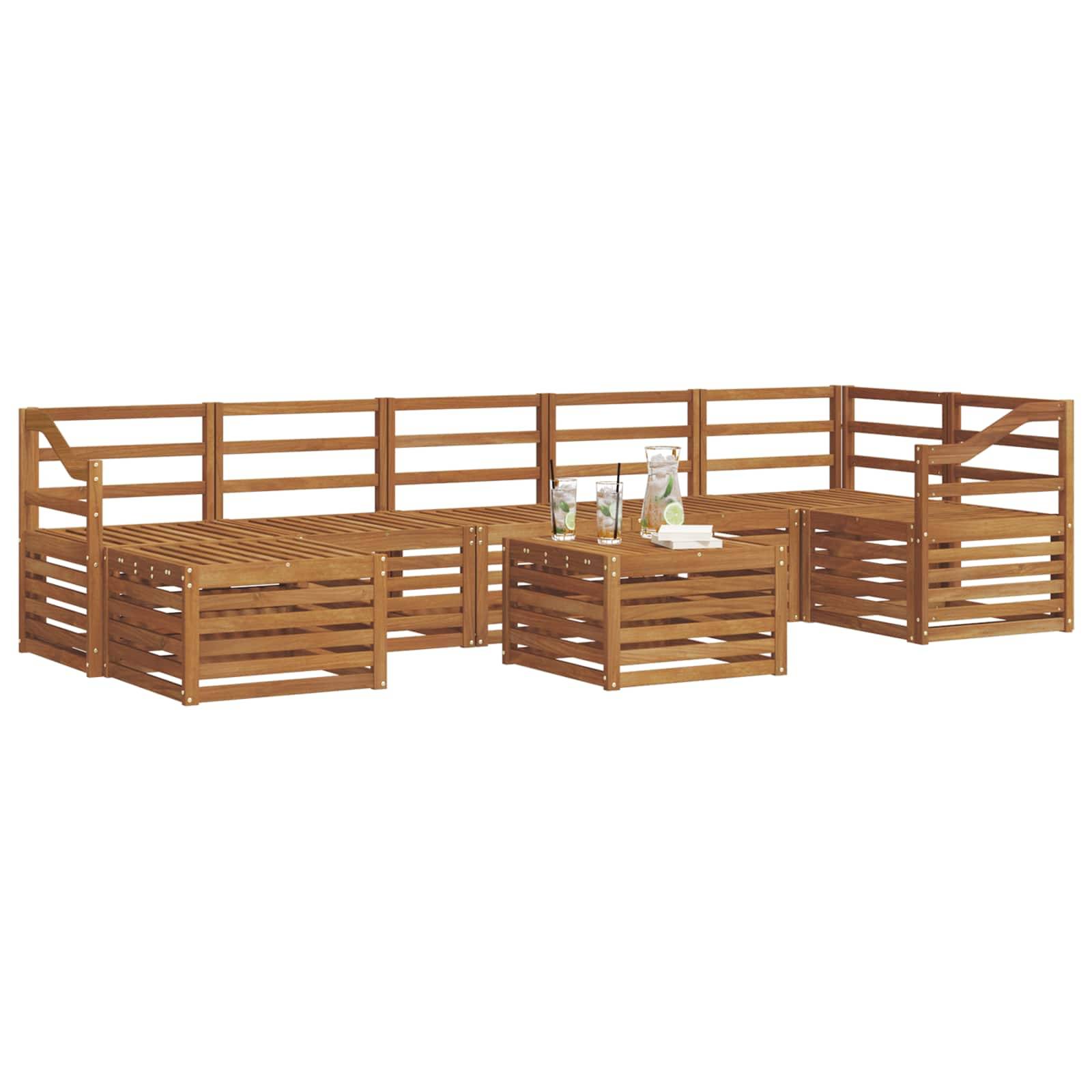 vidaXL Ecksofa Set 8 pcs Natur Massivholz Akazie