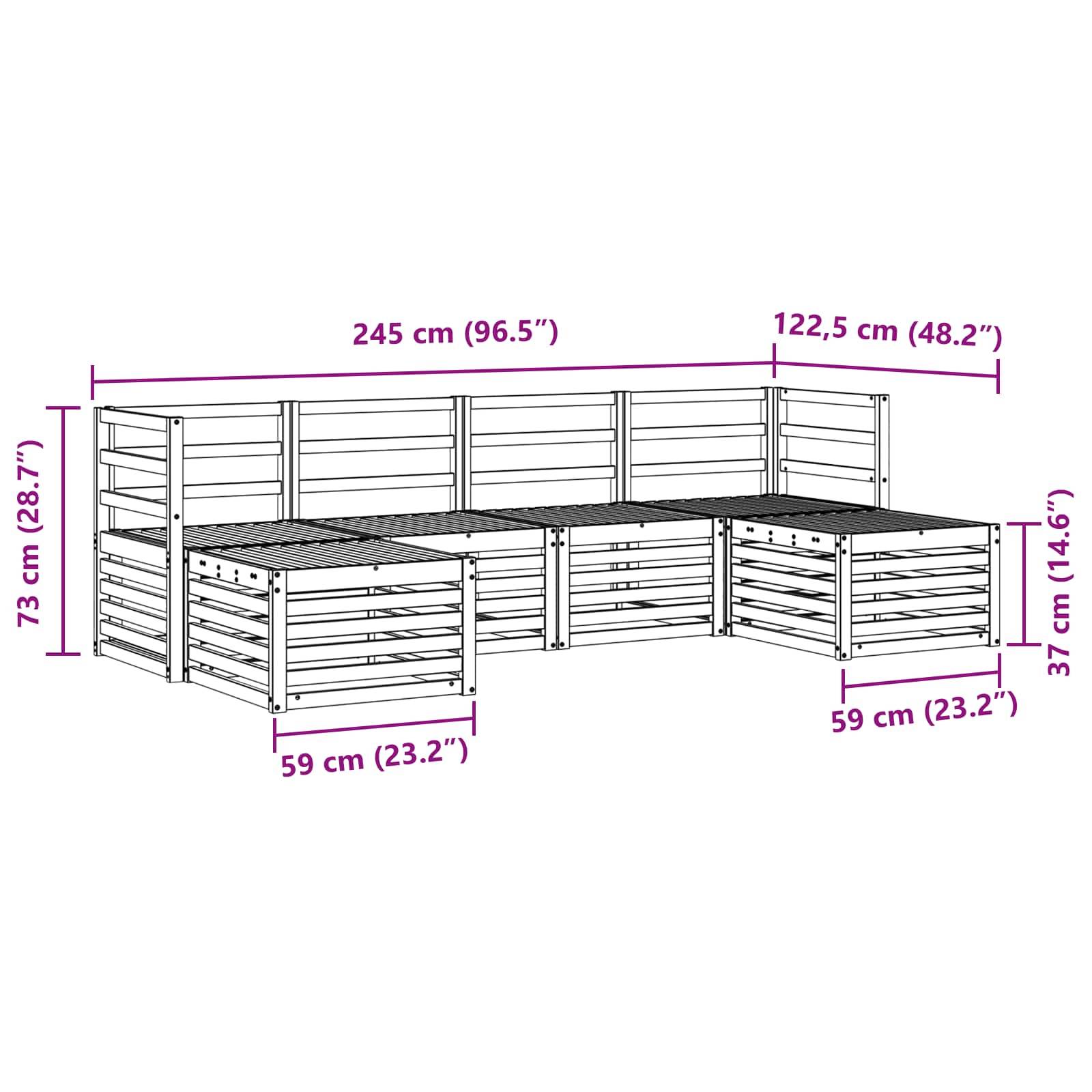 vidaXL Sofagarnituren 6 pcs Natur Massivholz Akazie