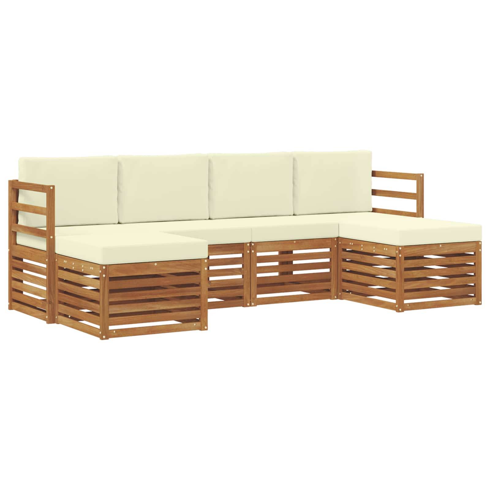 vidaXL Sofagarnituren 6 pcs Natur und Creme Massivholz Akazie
