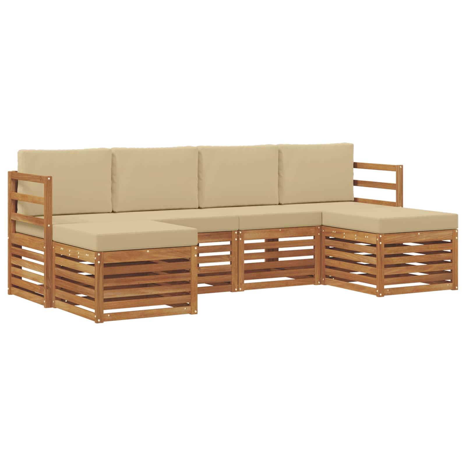 vidaXL Sofagarnituren 6 pcs Natur und Beige Massivholz Akazie