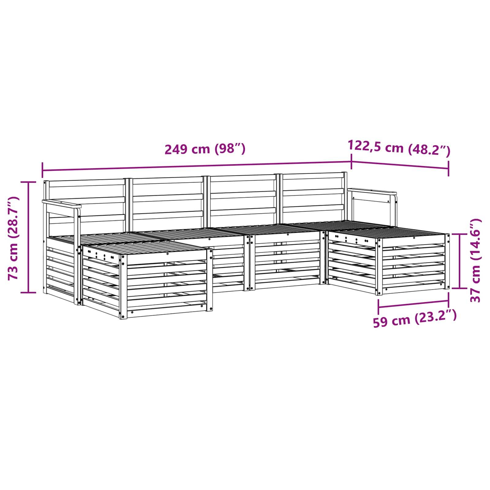 vidaXL Sofagarnituren 6 pcs Natur Massivholz Akazie