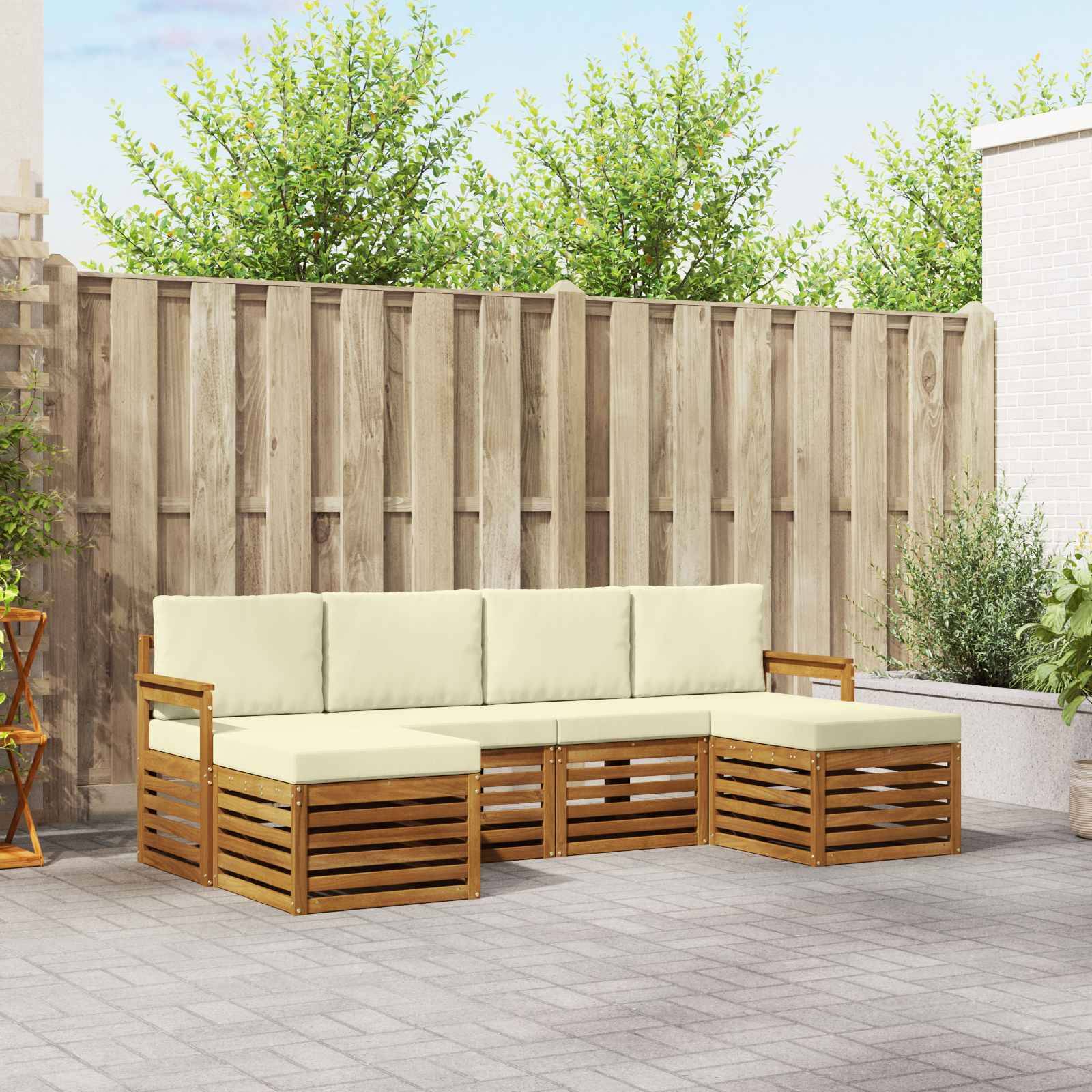 vidaXL Sofagarnituren 6 pcs Natur und Creme Massivholz Akazie