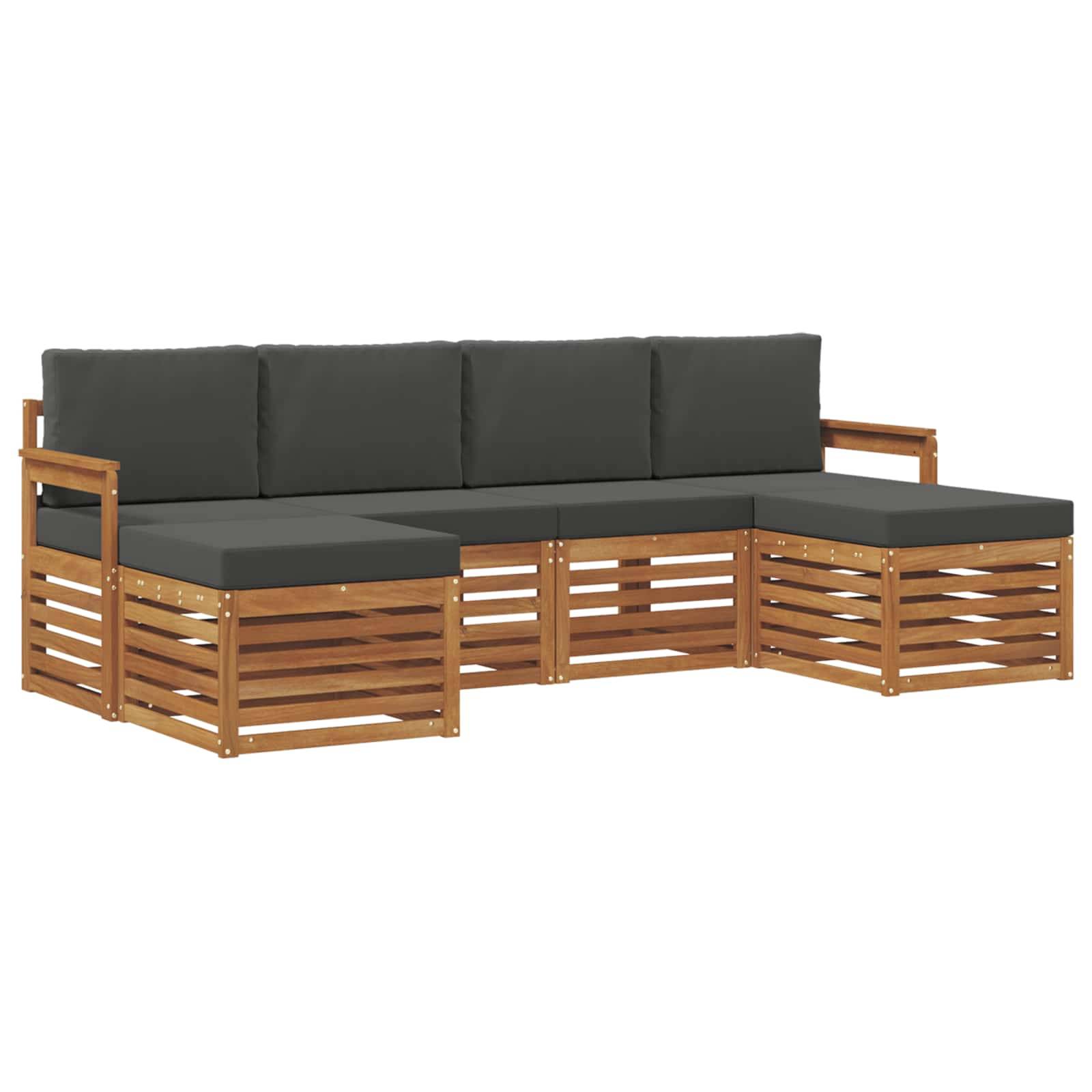 vidaXL Sofagarnituren 6 pcs Natur und Anthrazit Massivholz Akazie