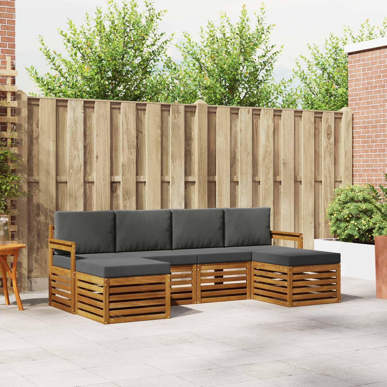 vidaXL Sofagarnituren 6 pcs Natur und Anthrazit Massivholz Akazie