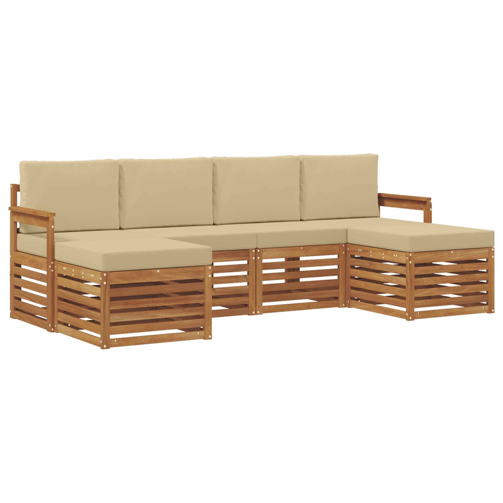 vidaXL Sofagarnituren 6 pcs Natur und Beige Massivholz Akazie