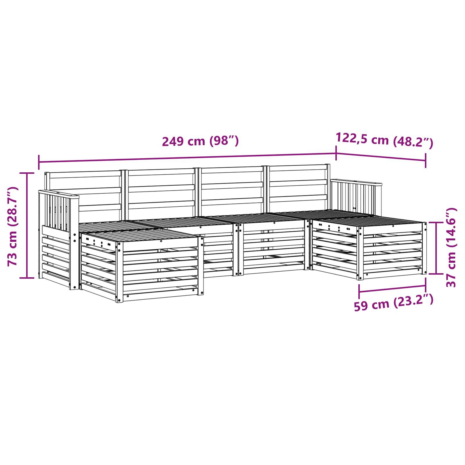 vidaXL Sofagarnituren 6 pcs Natur Massivholz Akazie