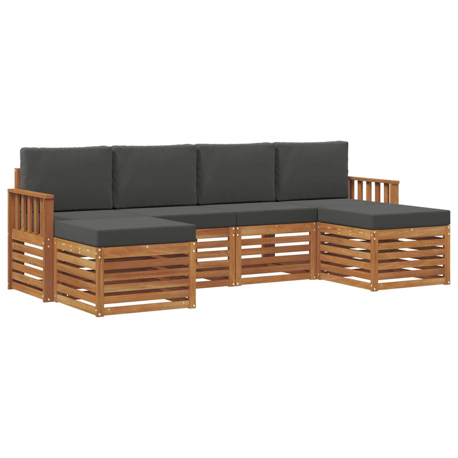 vidaXL Sofagarnituren 6 pcs Natur und Anthrazit Massivholz Akazie