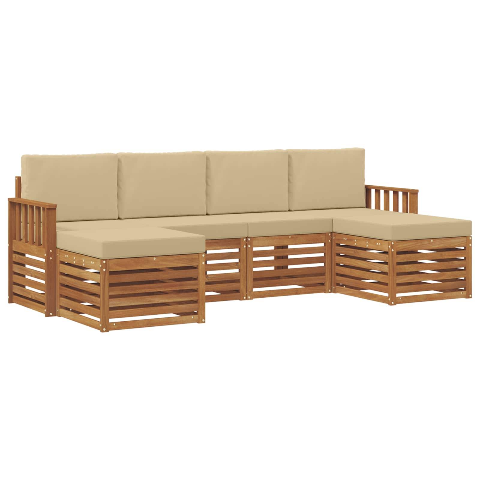 vidaXL Sofagarnituren 6 pcs Natur und Beige Massivholz Akazie