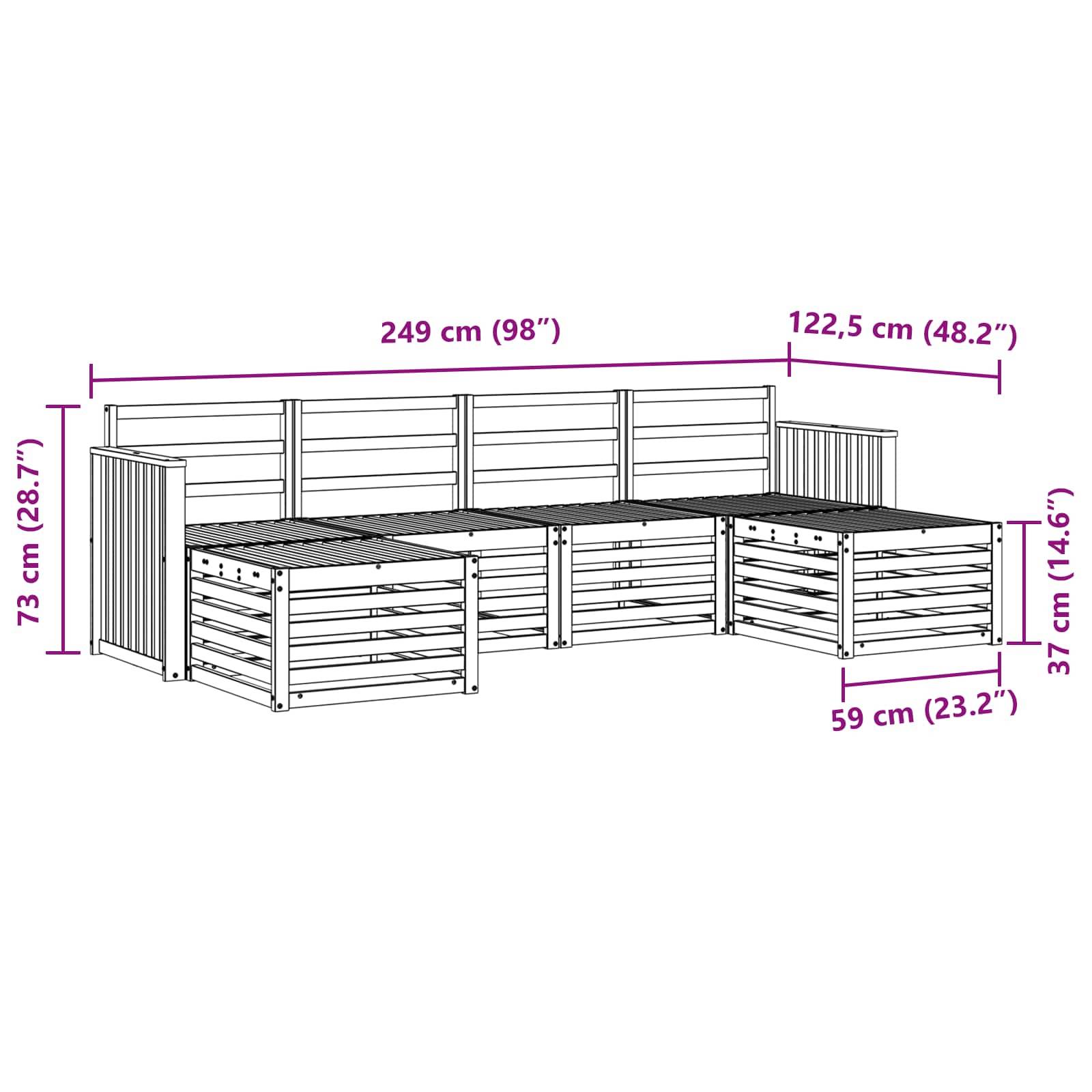 vidaXL Sofagarnituren 6 pcs Natur Massivholz Akazie