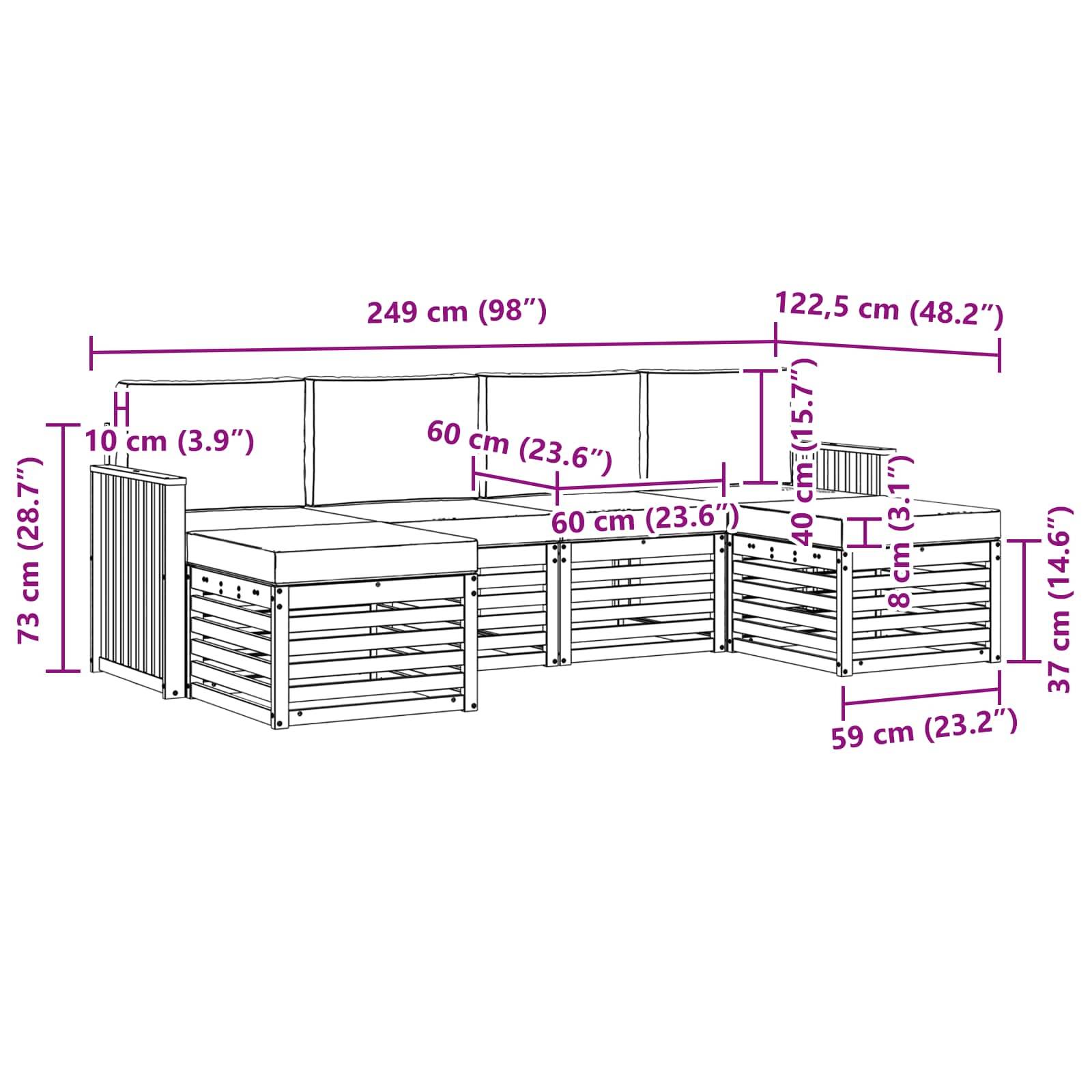 vidaXL Outdoor-Sofagarnitur 6 pcs Weiß und Anthrazit
