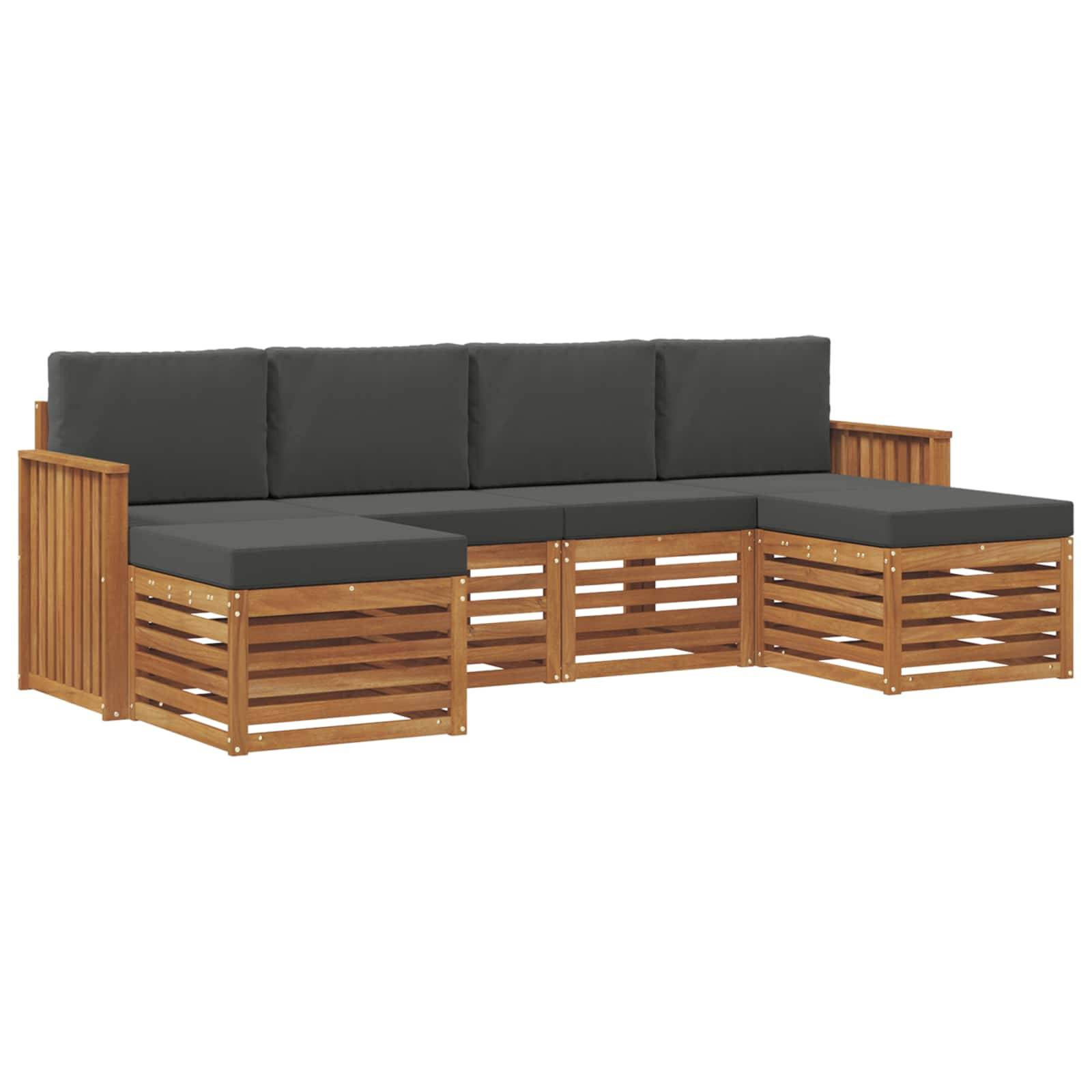 vidaXL Sofagarnituren 6 pcs Natur und Anthrazit Massivholz Akazie