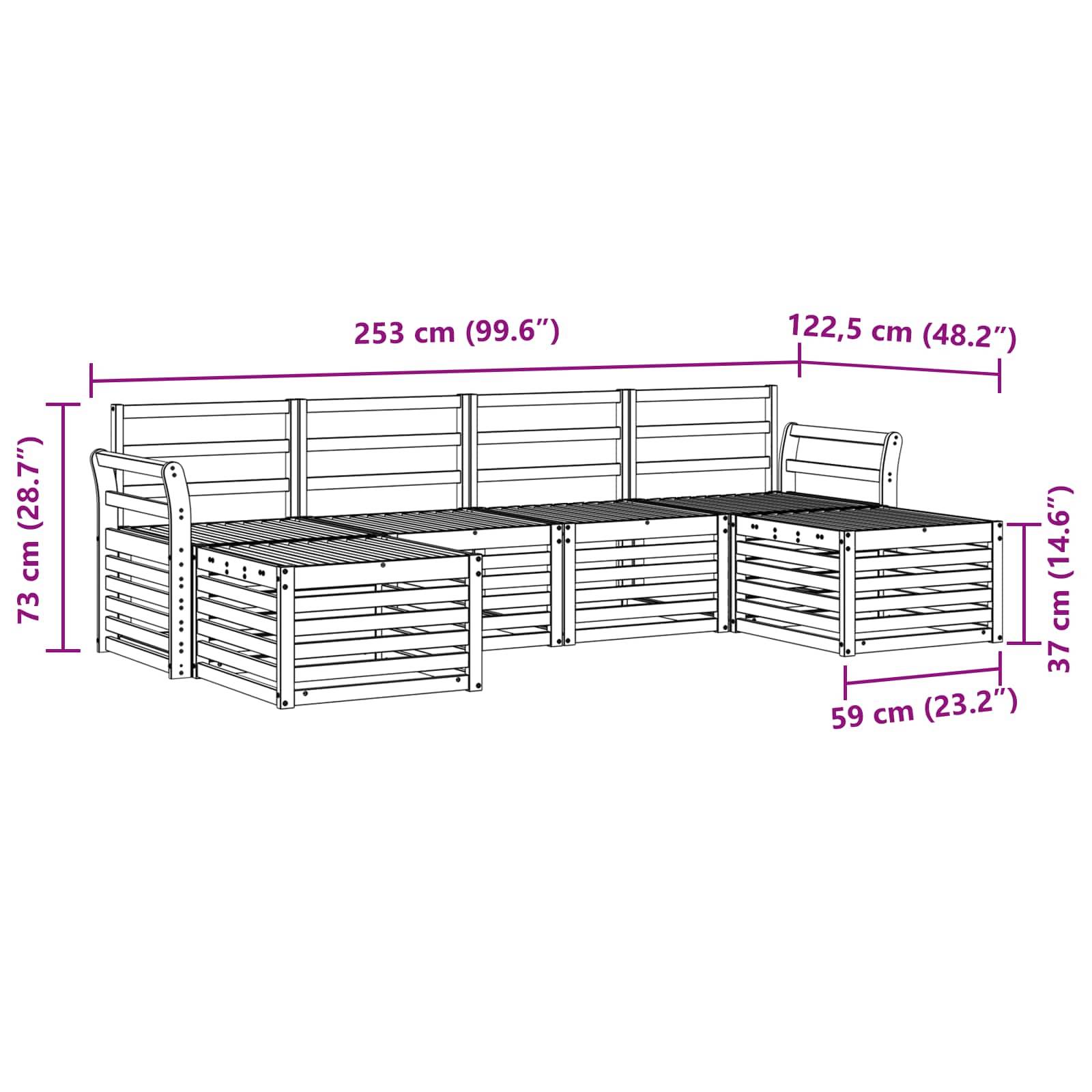 vidaXL Sofagarnituren 6 pcs Natur Massivholz Akazie