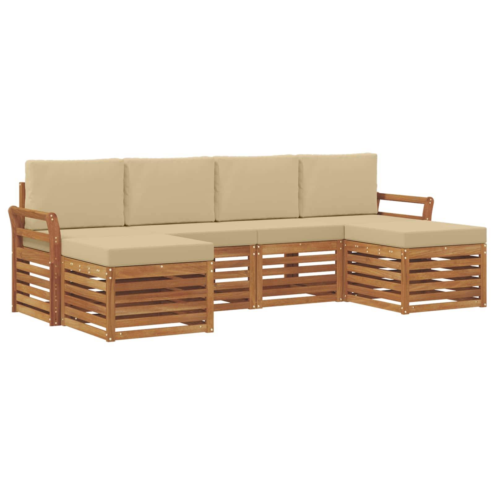 vidaXL Sofagarnituren 6 pcs Natur und Beige Massivholz Akazie
