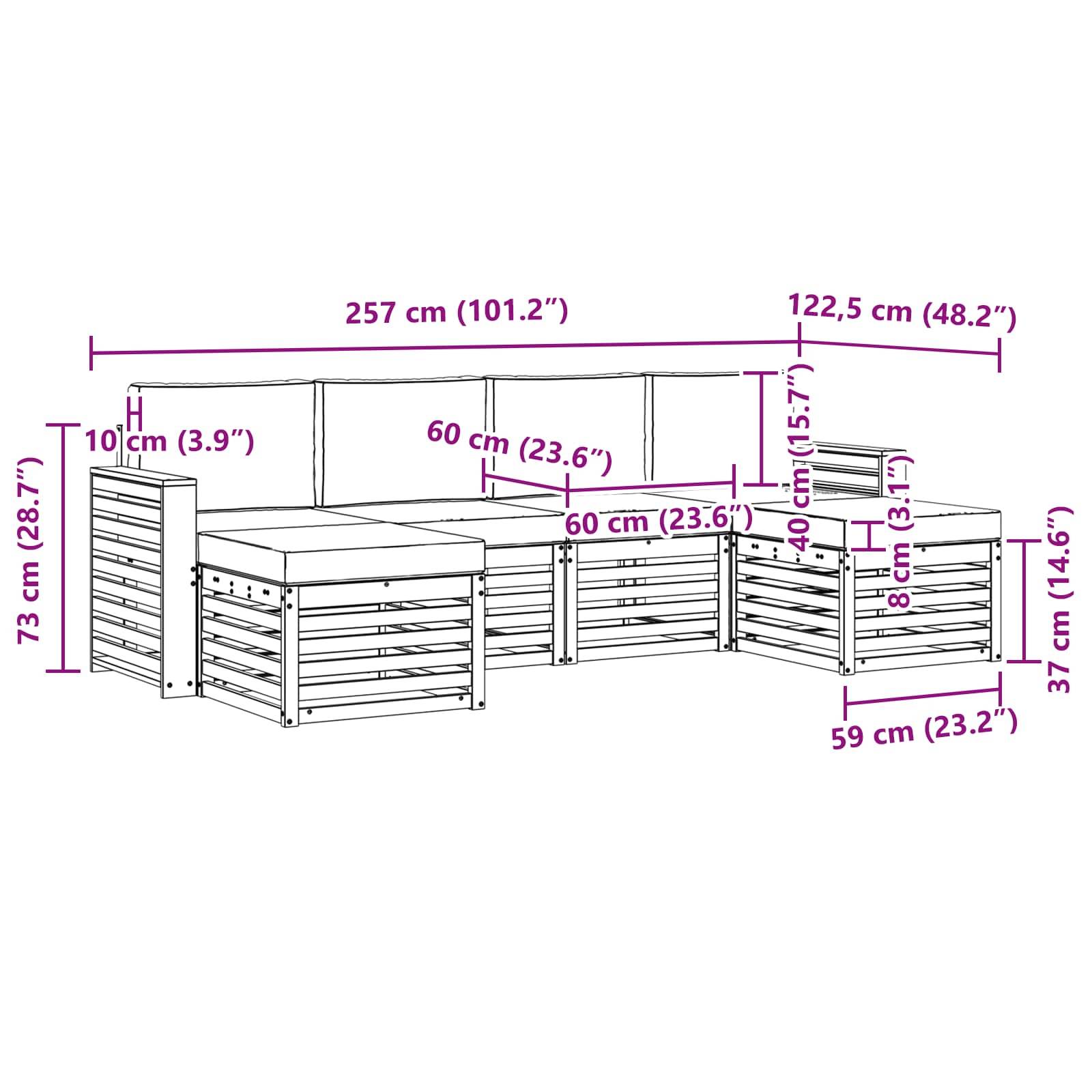 vidaXL Sofagarnituren 6 pcs Natur und Anthrazit Massivholz Akazie