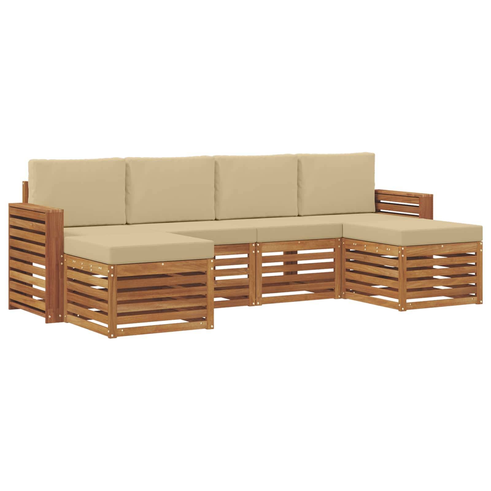 vidaXL Sofagarnituren 6 pcs Natur und Beige Massivholz Akazie