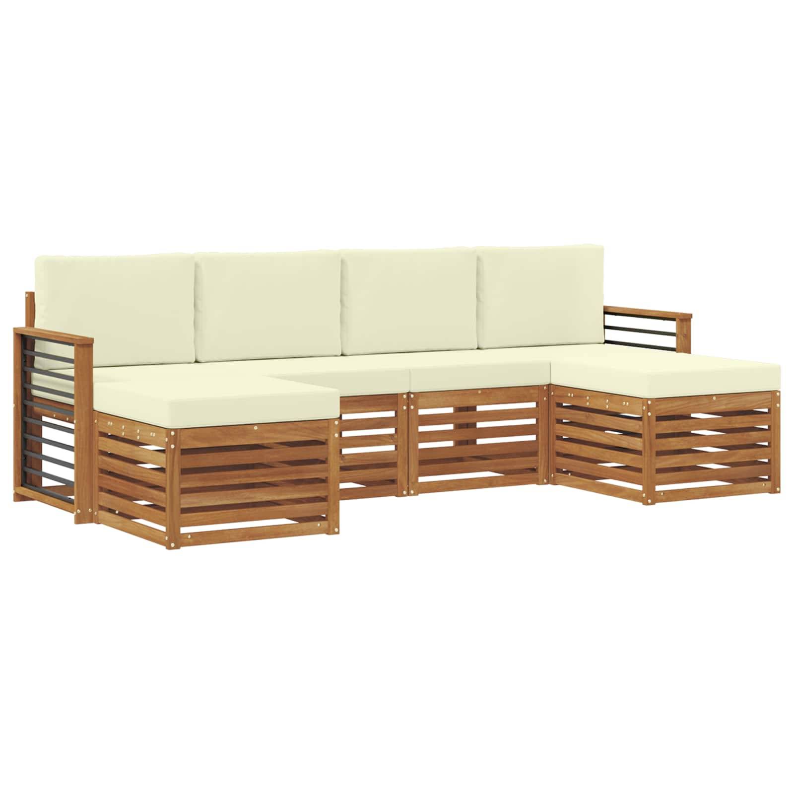 vidaXL Sofagarnituren 6 pcs Natur und Creme Massivholz Akazie