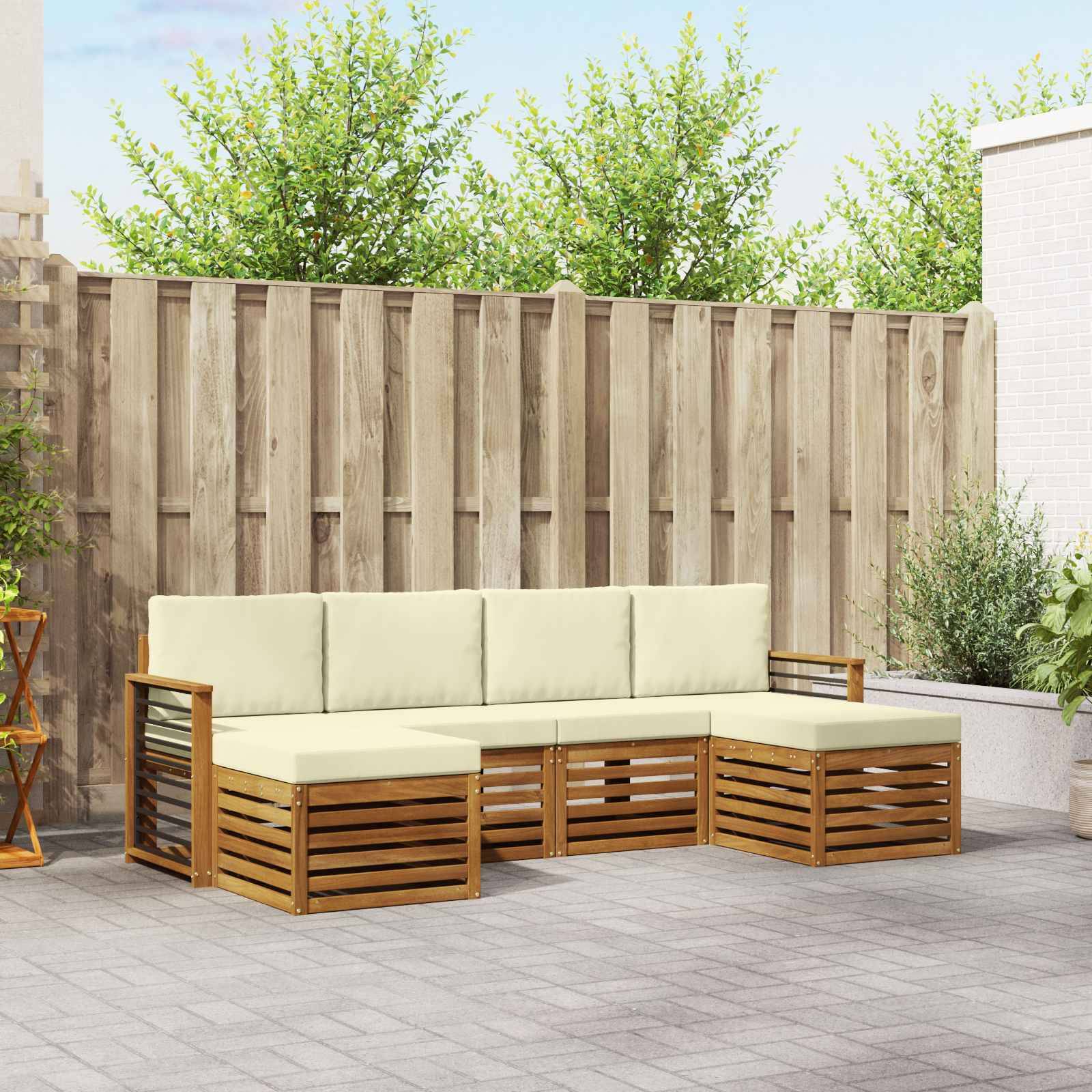 vidaXL Sofagarnituren 6 pcs Natur und Creme Massivholz Akazie