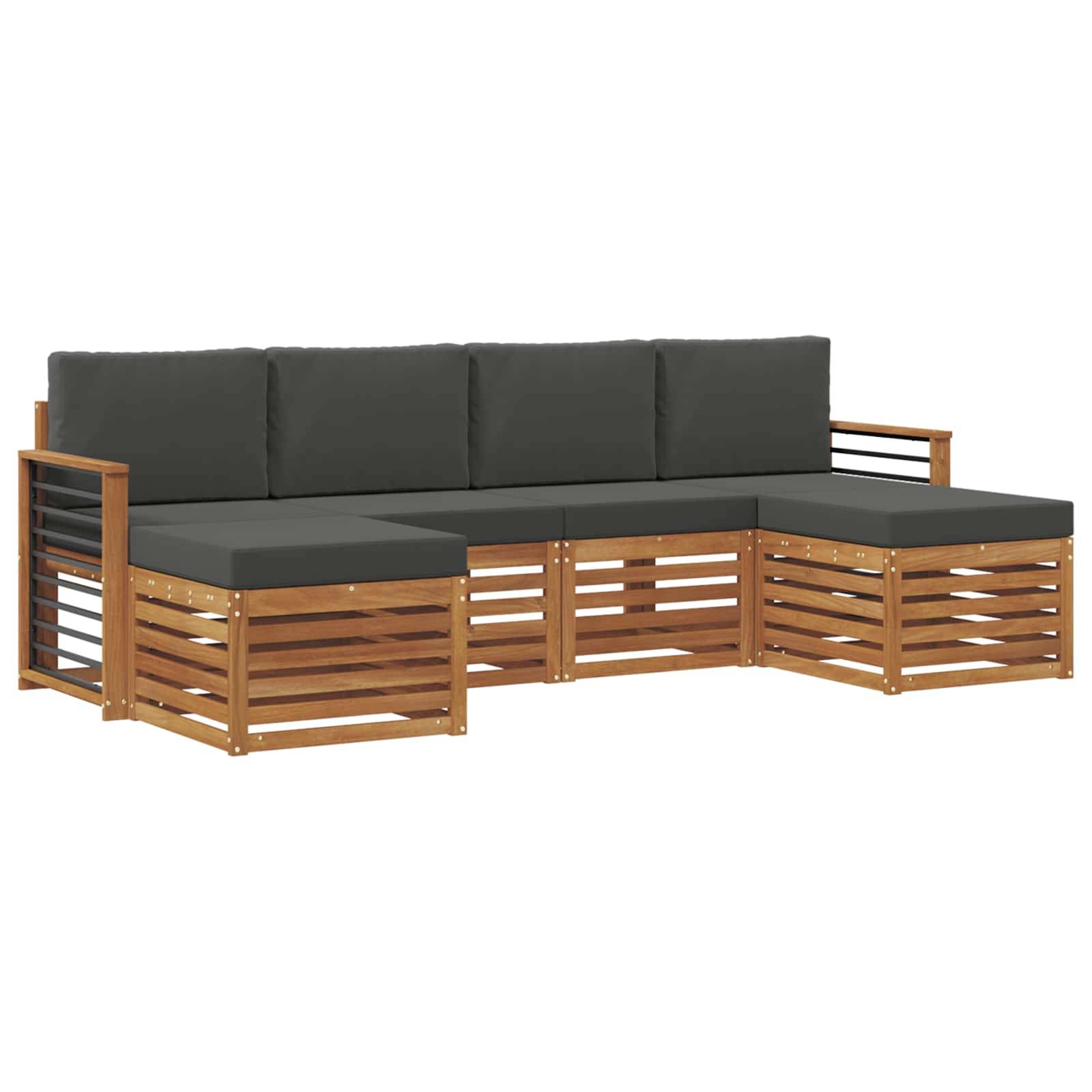 vidaXL Sofagarnituren 6 pcs Natur und Anthrazit Massivholz Akazie