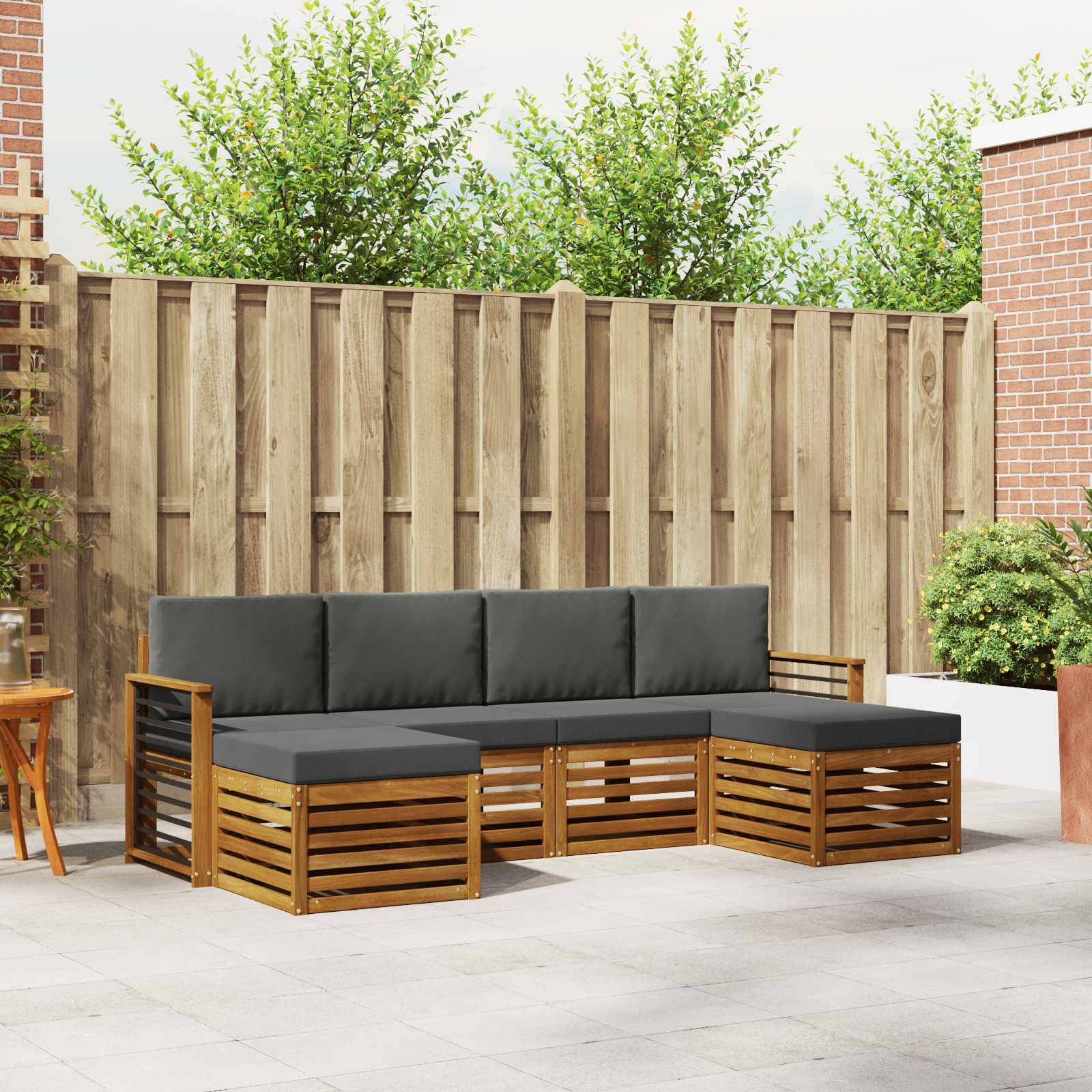 vidaXL Sofagarnituren 6 pcs Natur und Anthrazit Massivholz Akazie