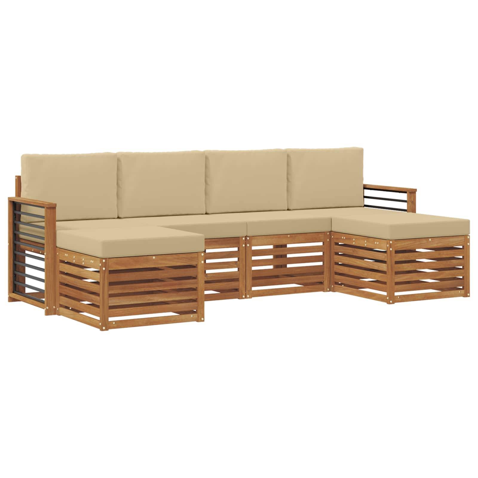 vidaXL Sofagarnituren 6 pcs Natur und Beige Massivholz Akazie