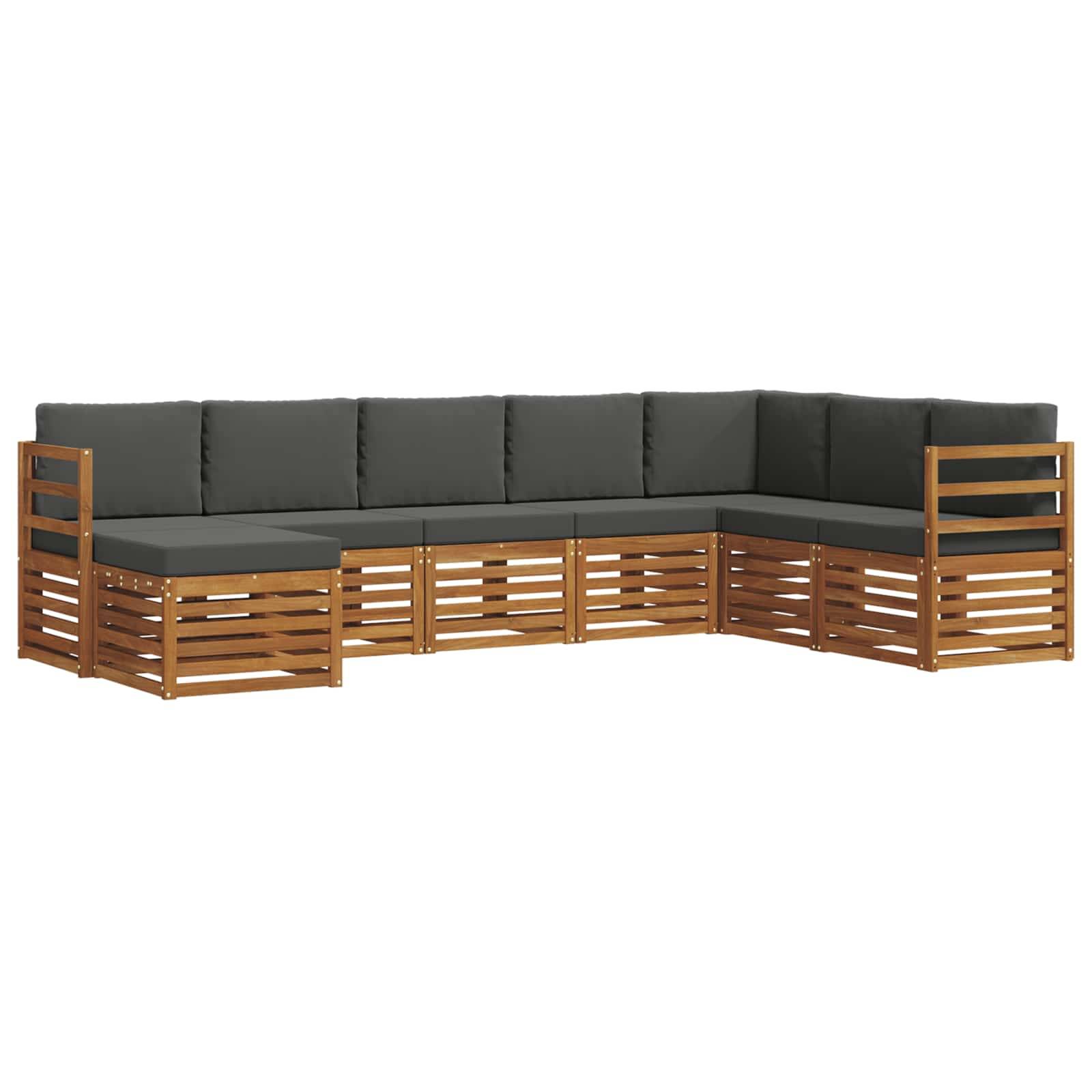 vidaXL Ecksofa Set 8 pcs Natur und Anthrazit Massivholz Akazie