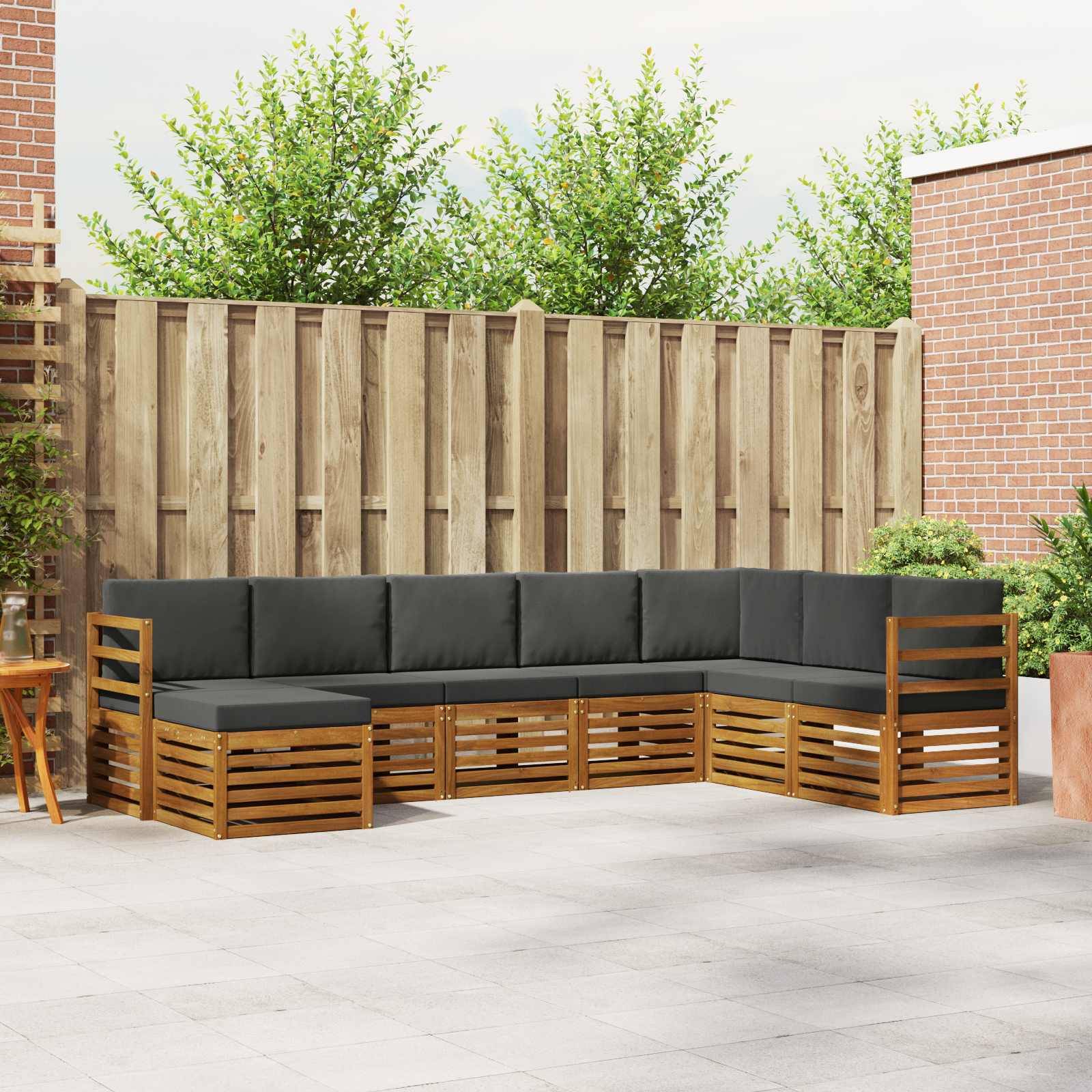 vidaXL Ecksofa Set 8 pcs Natur und Anthrazit Massivholz Akazie